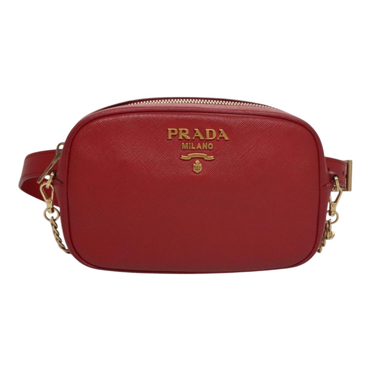 Prada Saffiano Red Leather Shoulder Bag (Pre-Owned) Size ONE SIZE - 1 Thumbnail