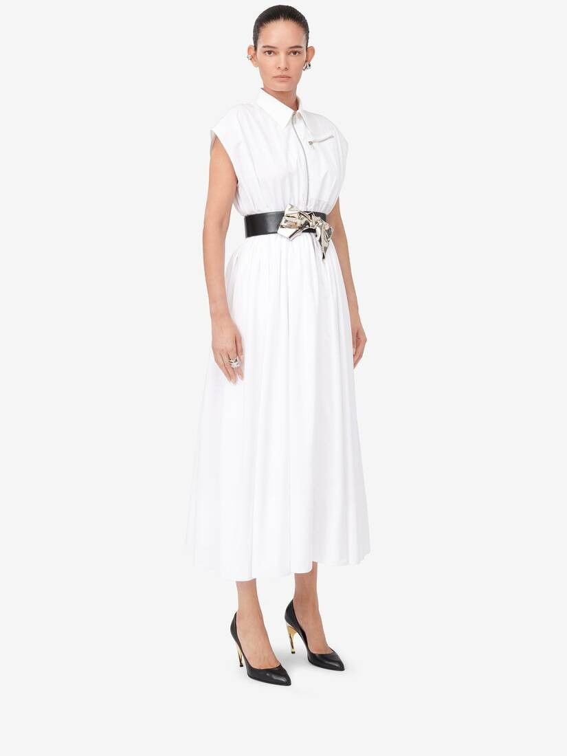Alexander McQueen o1srvl11e0326 Dropped Shoulder Shirt Dress in Optic White Size S / US 4 / IT 40 - 3 Thumbnail