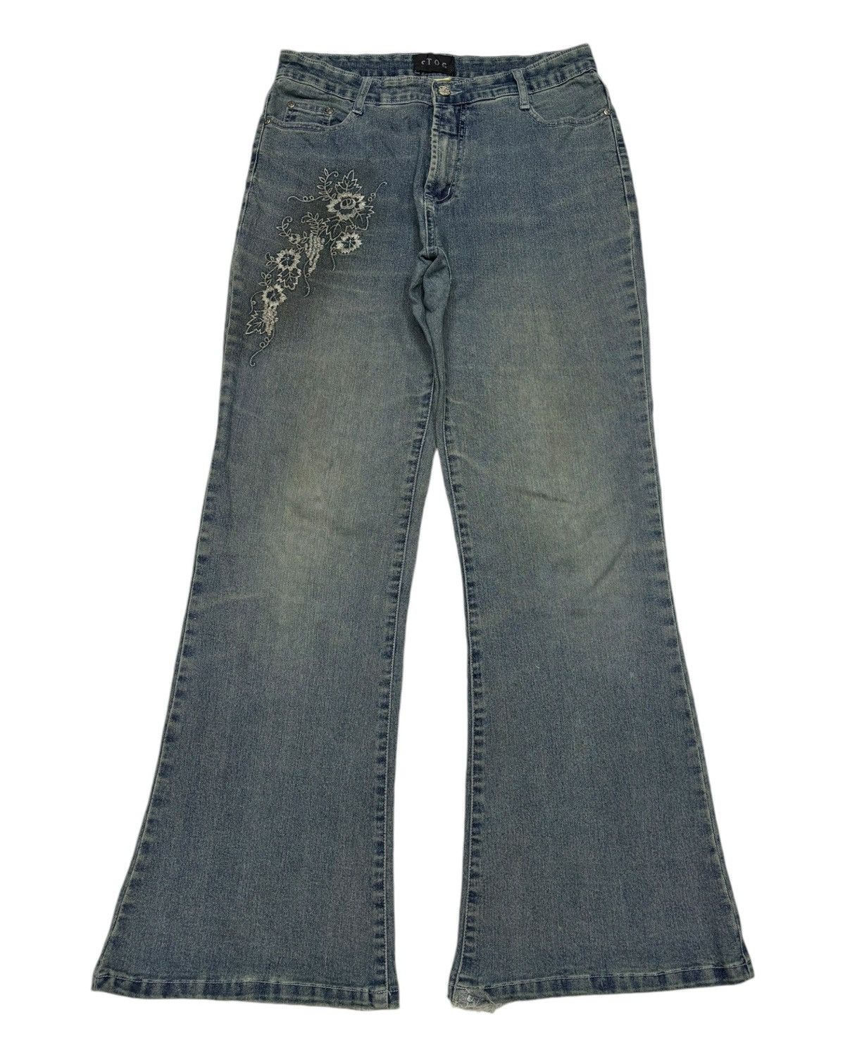 If Six Was Nine Vintage Stog Flare Jeans Flower Embroidery Denim Size US 30 / EU 46 - 1 Thumbnail