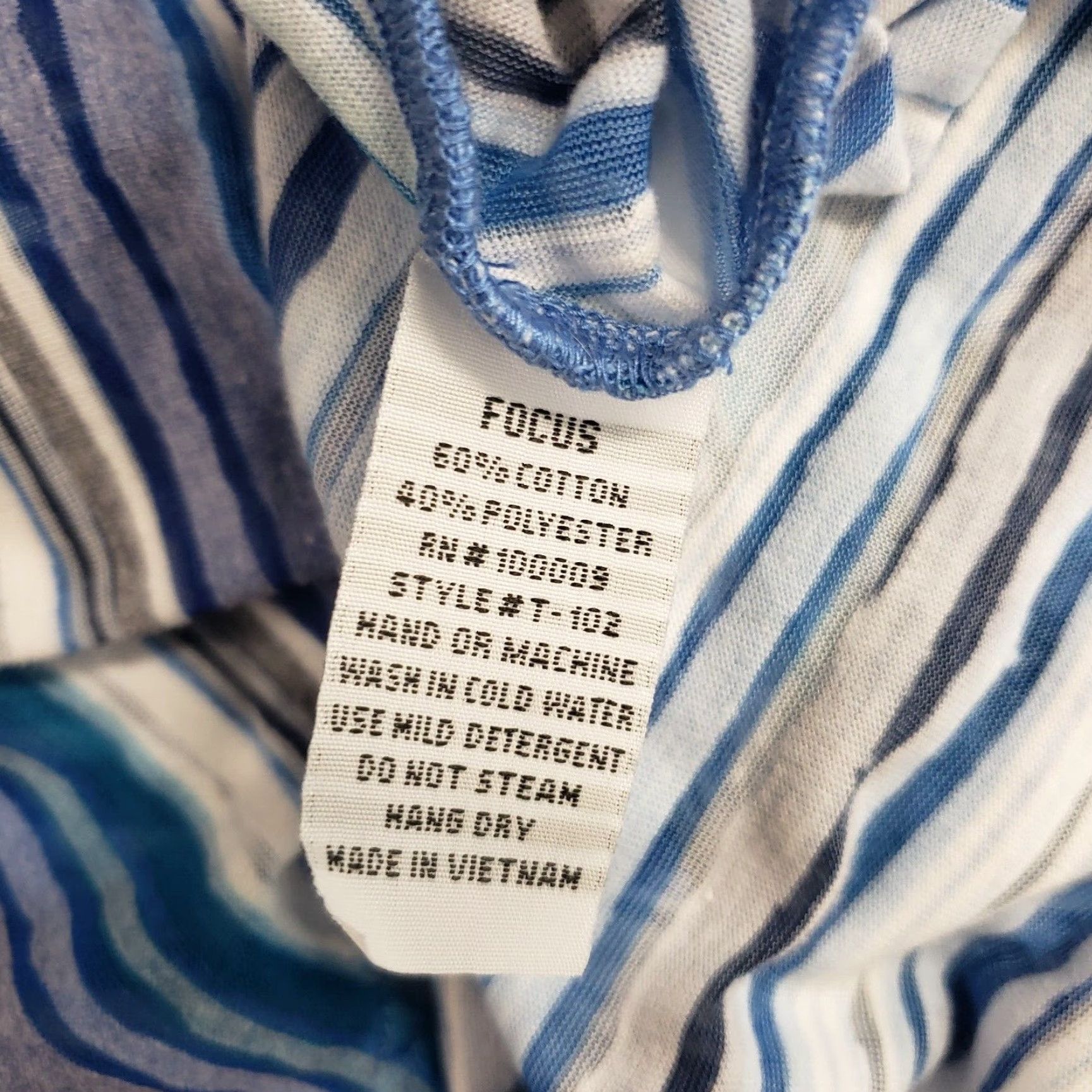 Alife Focus Casual Life Womens Top Shirt L Blue White Stripe 3/4 Sleeve Sheer Casual Occasional Blues Size L / US 10 / IT 46 - 5 Thumbnail