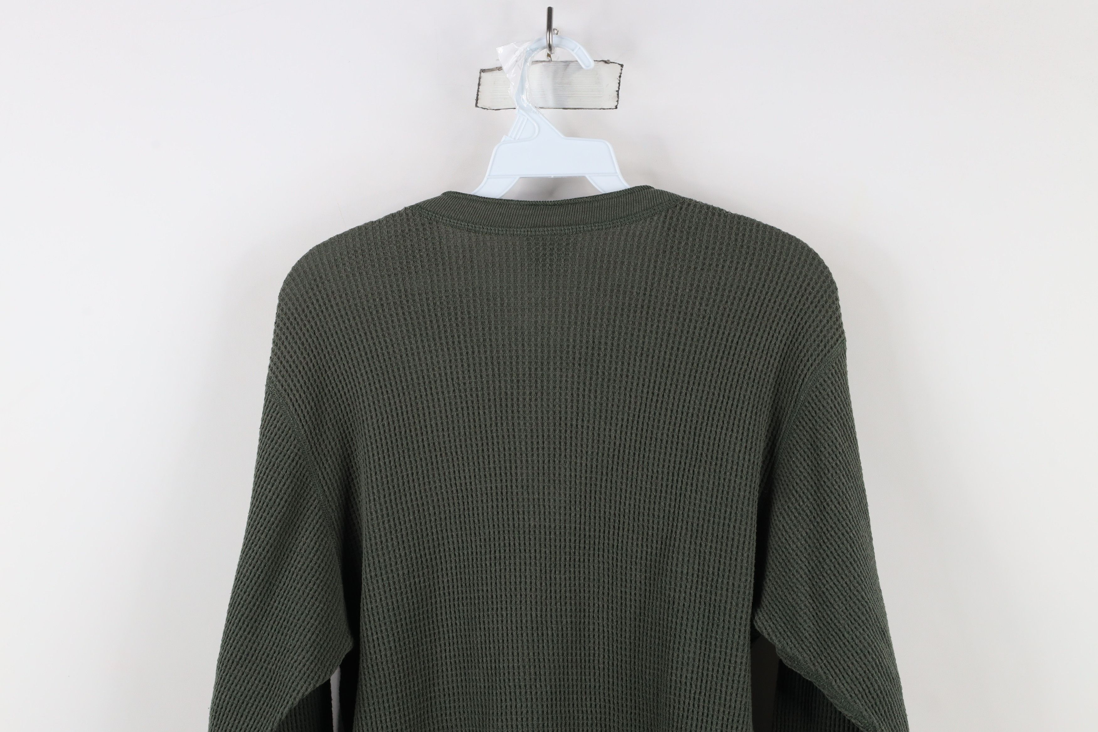 Vintage Vintage 90s Streetwear Waffle Knit Henley T-Shirt Green Size US XL / EU 56 / 4 - 11 Thumbnail