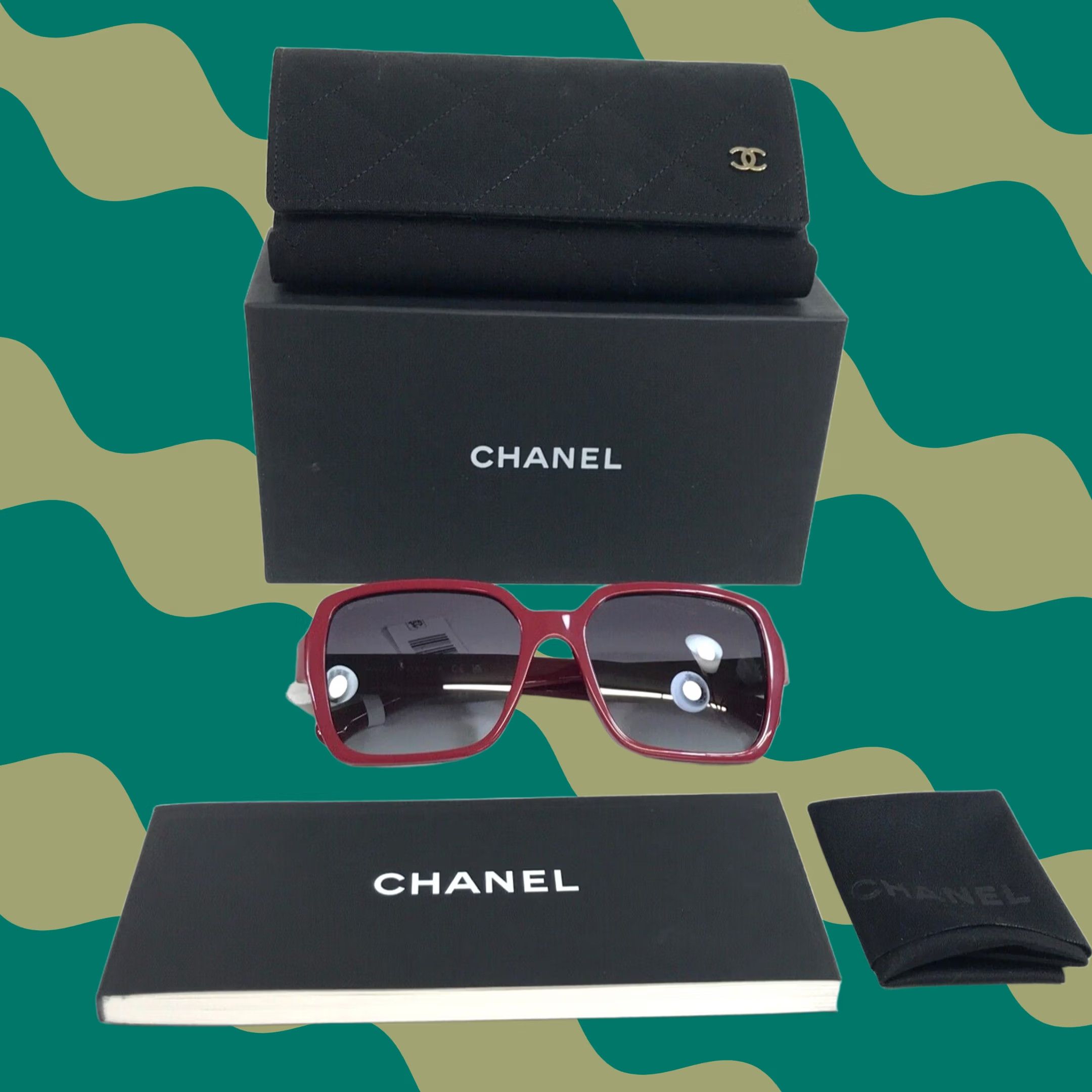 CHANEL Sunglasses Square Women Adult 56-17-140 V45 Red Gray  display picture 2