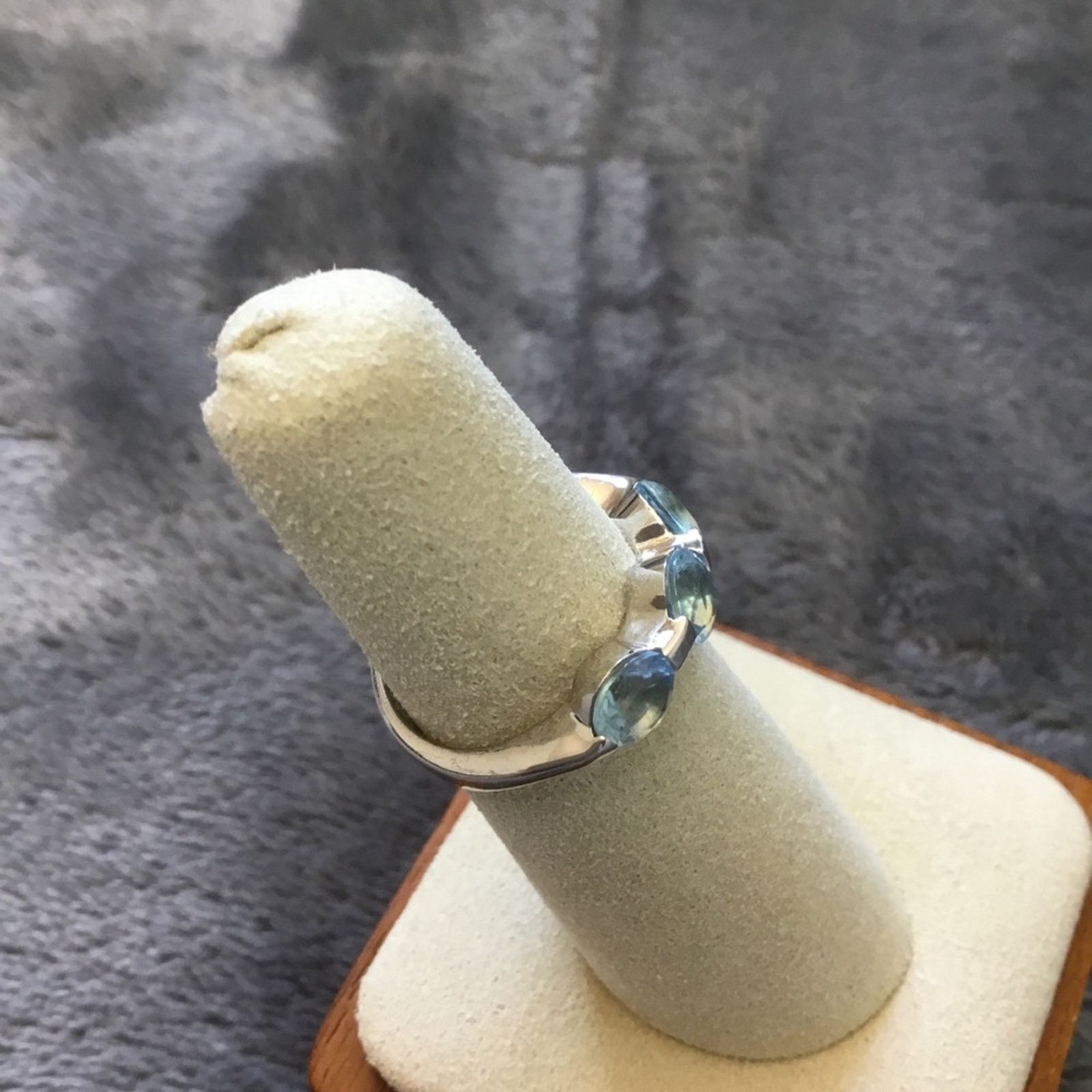 Other Sterling Silver Blue Trio Crystal Ring Size ONE SIZE - 2 Thumbnail
