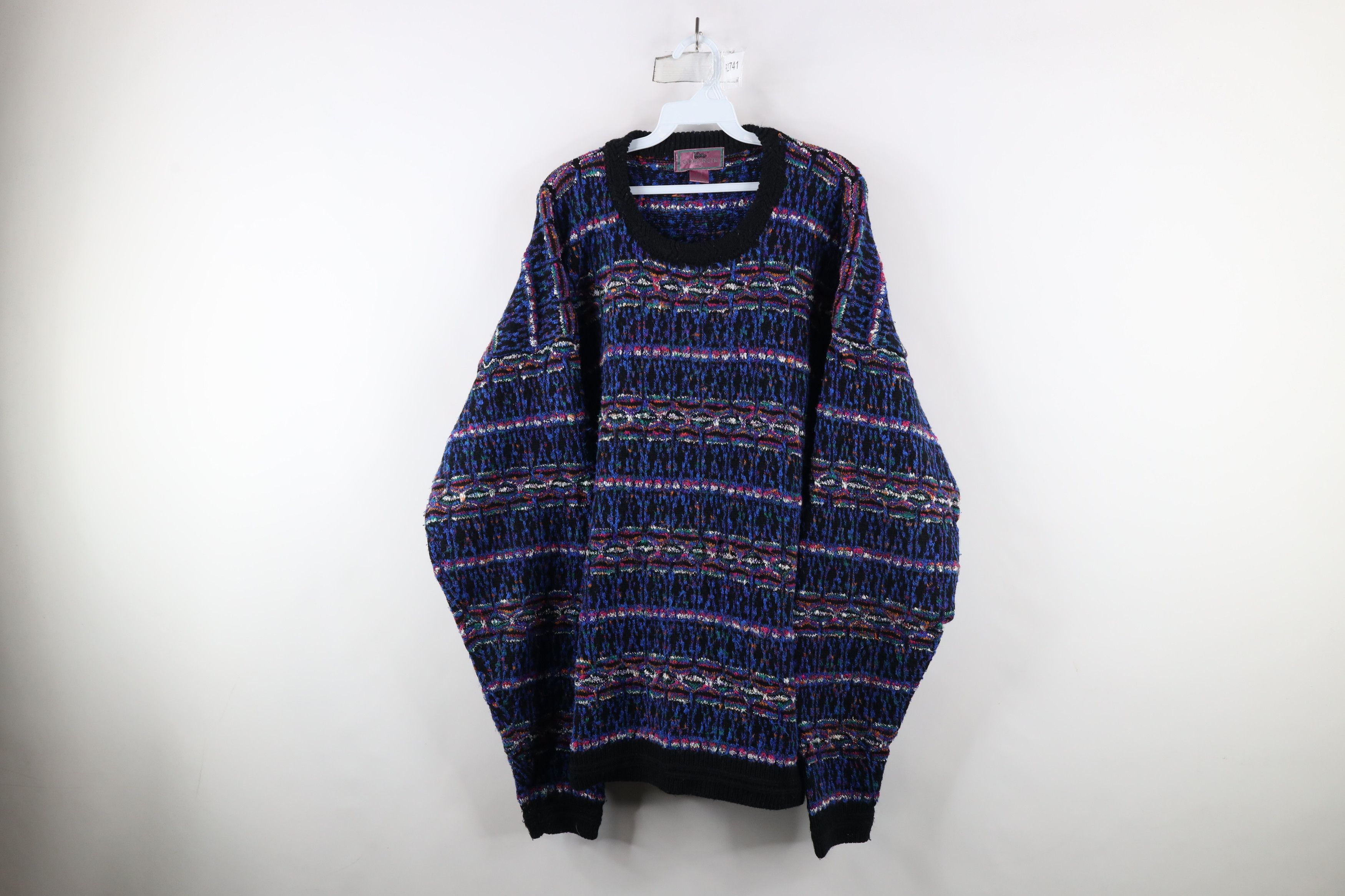 Vintage Vintage 90s Coogi Style Rainbow Textured Knit Sweater Size US XXL / EU 58 / 5 - 1 Thumbnail
