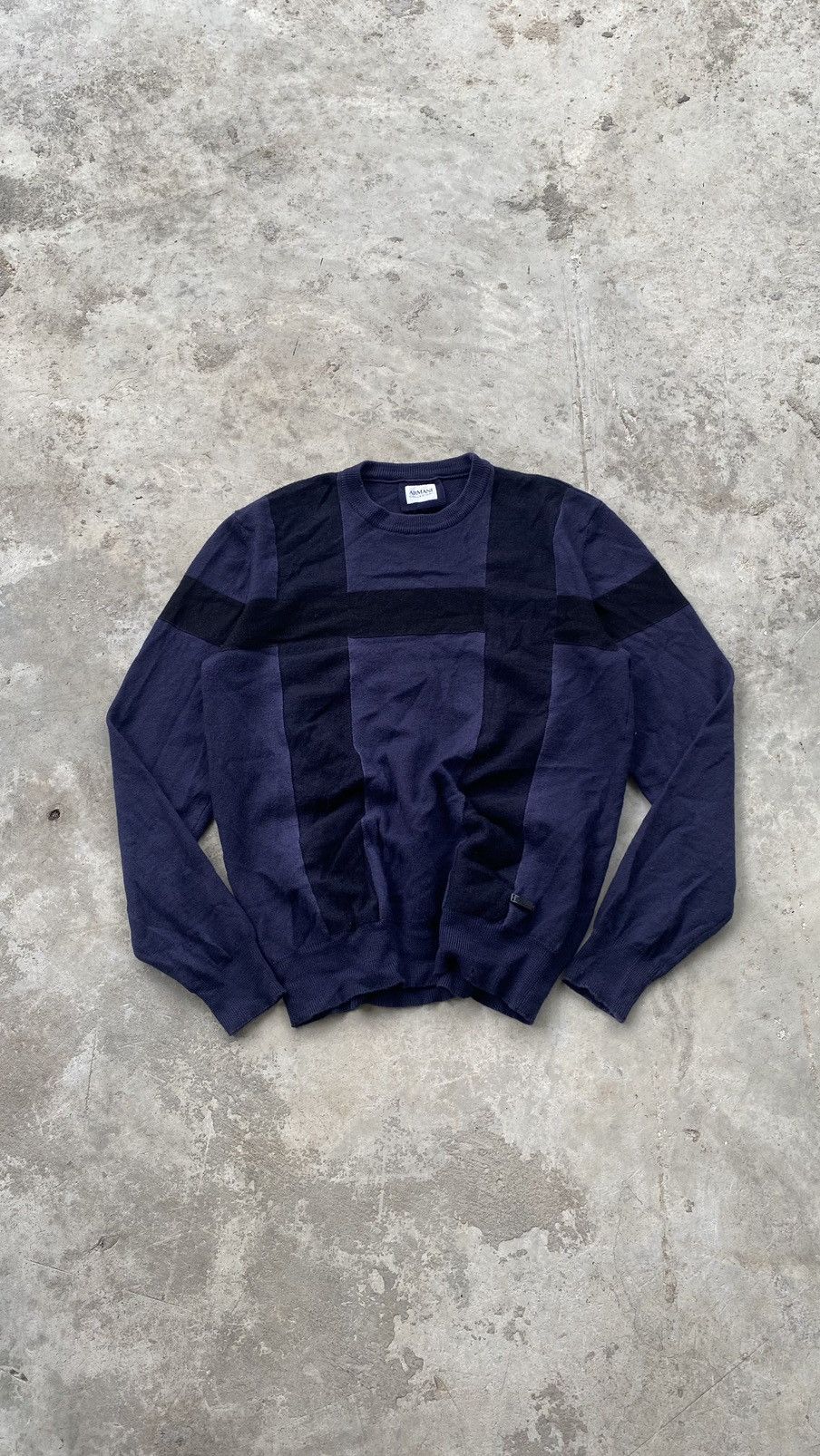 image of Giorgio Armani x Italian Designers VTG Armani Collezioni Knit Sweater 90's in Blue, Men's (Size XS)