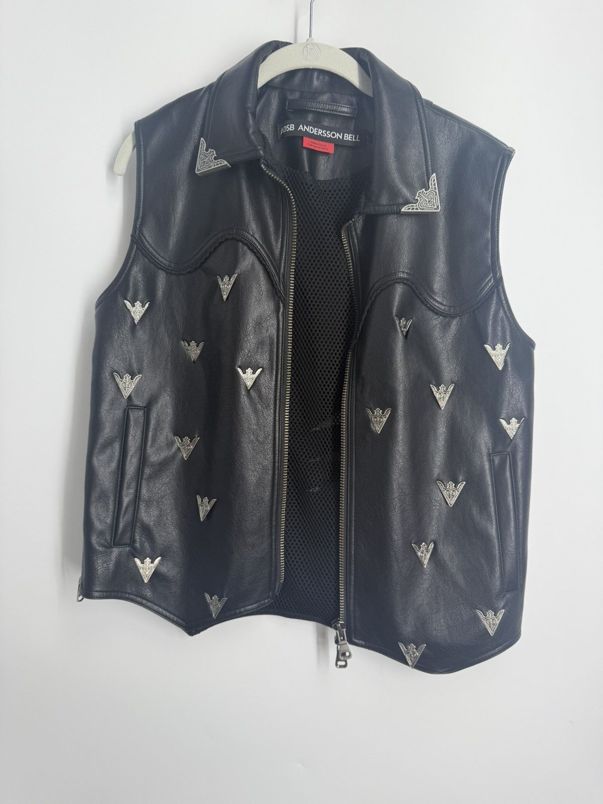 ANDERSSON BELL Black Appliqué Faux-Leather Vest