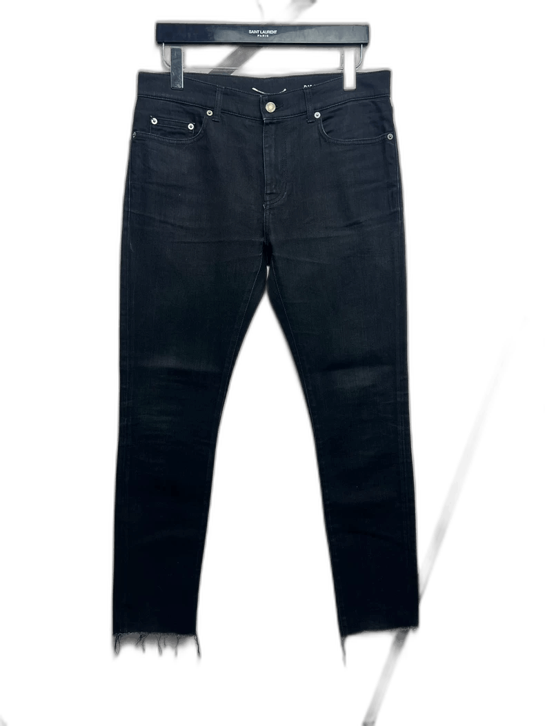 Saint Laurent Paris Saint Laurent Black Distressed Denim Pants Size US 32 / EU 48 - 1 Thumbnail