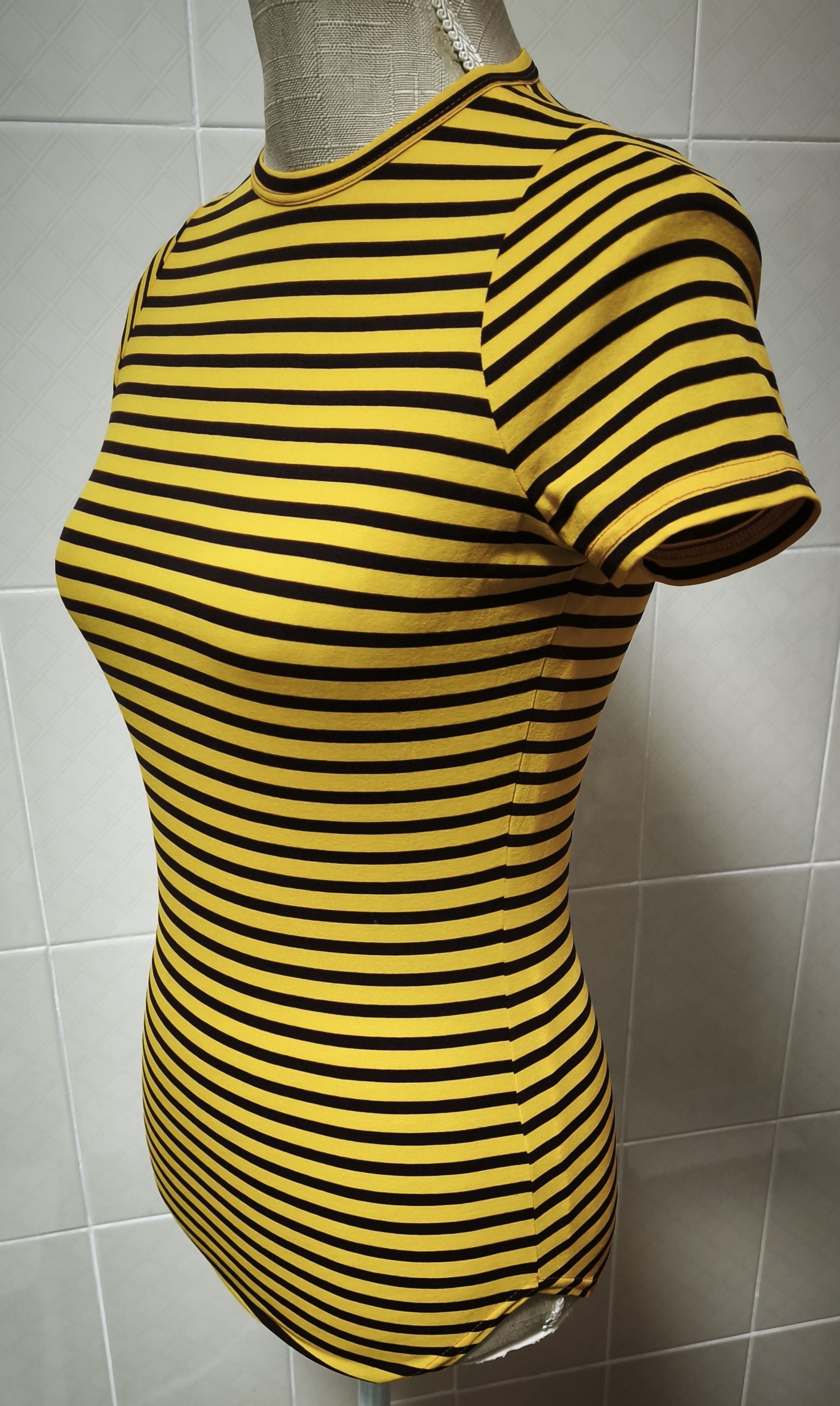 Jean Paul Gaultier Year: 1997 - Yellow and dark Brown stripes top Size S / US 4 / IT 40 - 3 Thumbnail