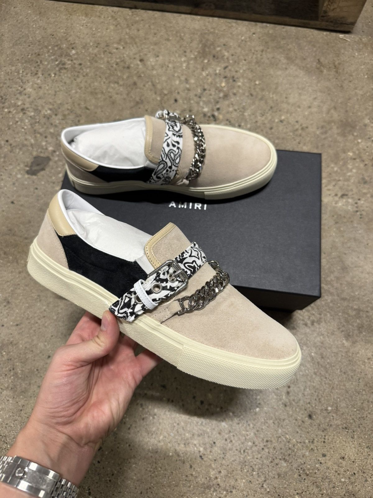Amiri Bandana Buckle Slip On Suede Sneaker NEW 750$