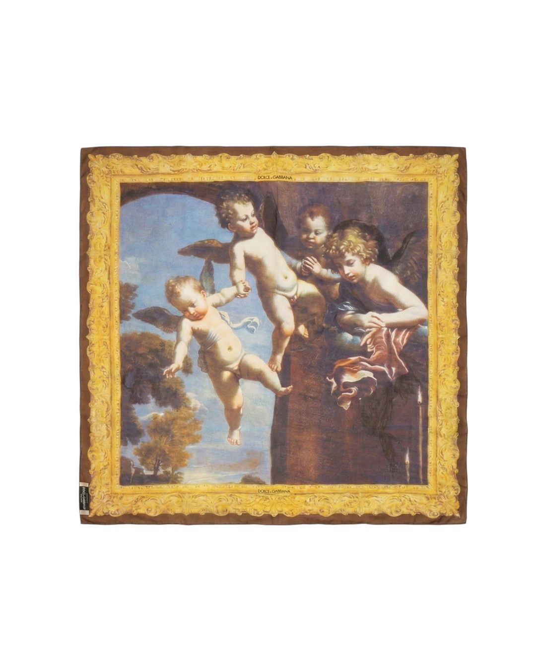 Dolce & Gabbana RARE PRINTED CUPIDS SILK SCARF Size ONE SIZE - 1 Thumbnail