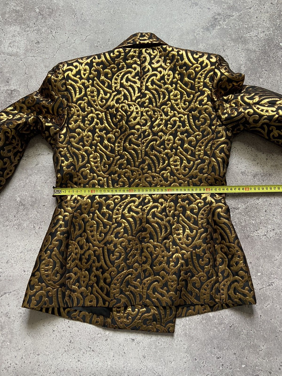Yves Saint Laurent Yves Saint Laurent Variation Gold Jacquard Pattern Blazer Size XL / US 12-14 / IT 48-50 - 11 Thumbnail