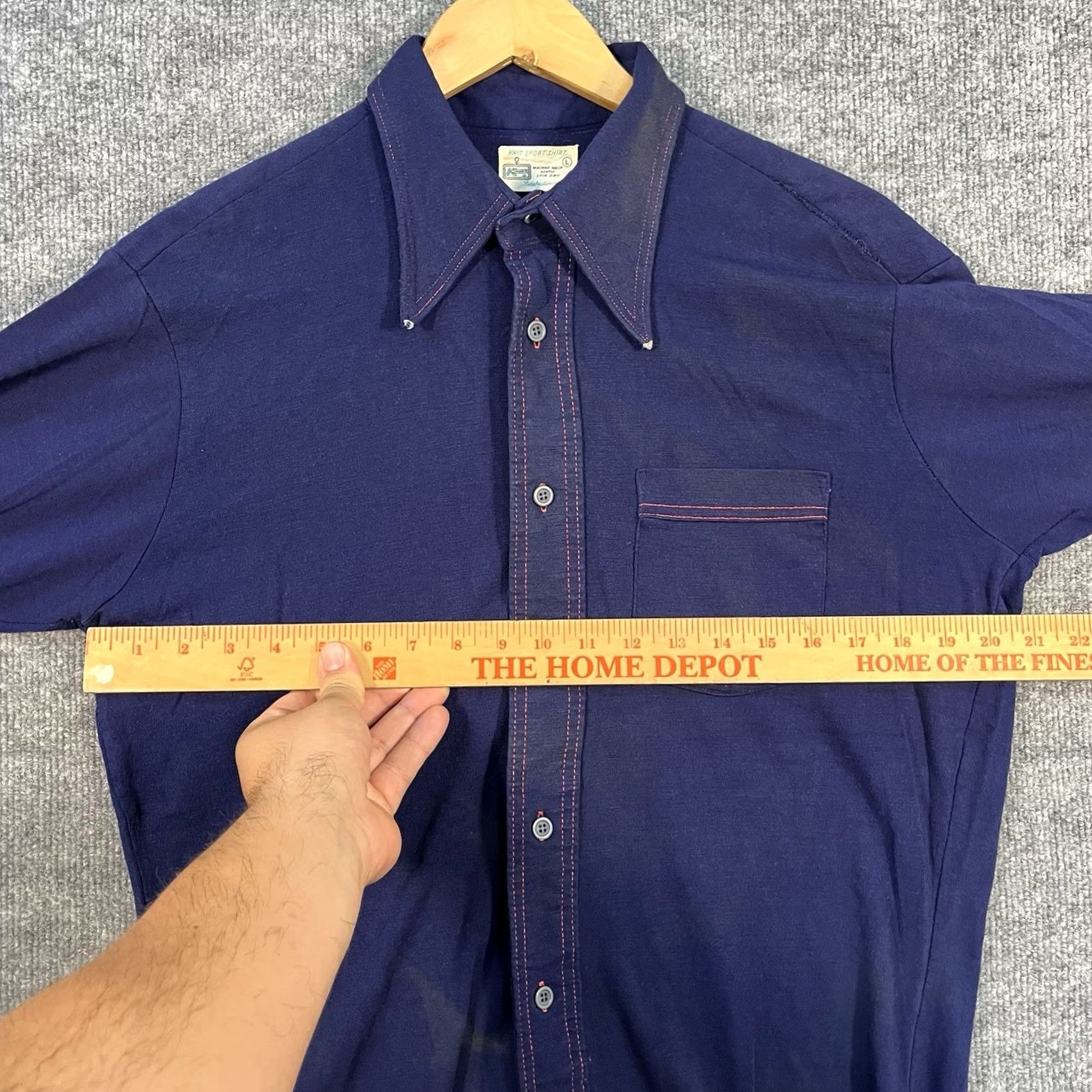 Vintage VINTAGE Kmart Knit Shirt Blue Large Button 70s Disco Size US L / EU 52-54 / 3 - 5 Thumbnail