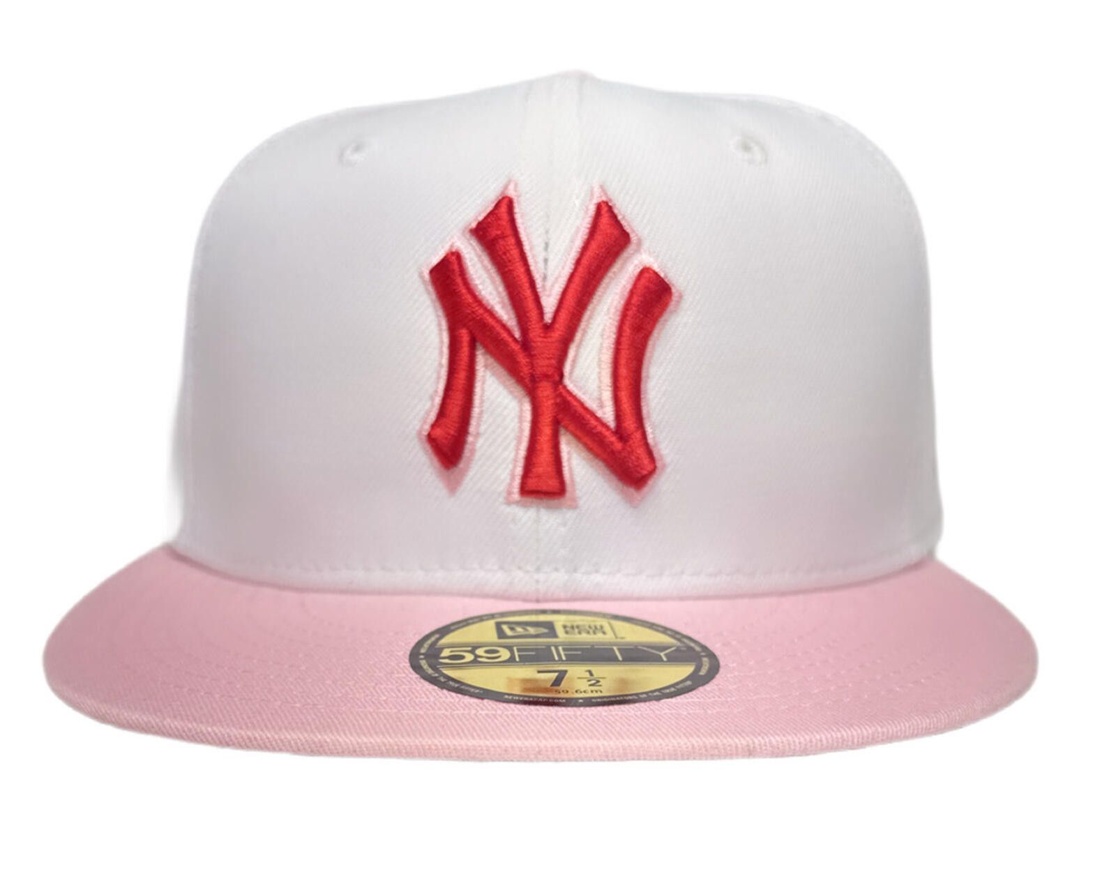 New Era New Era New York Yankees 59FIFTY White Pink Scarlet 7 1/2 Size ONE SIZE - 6 Thumbnail