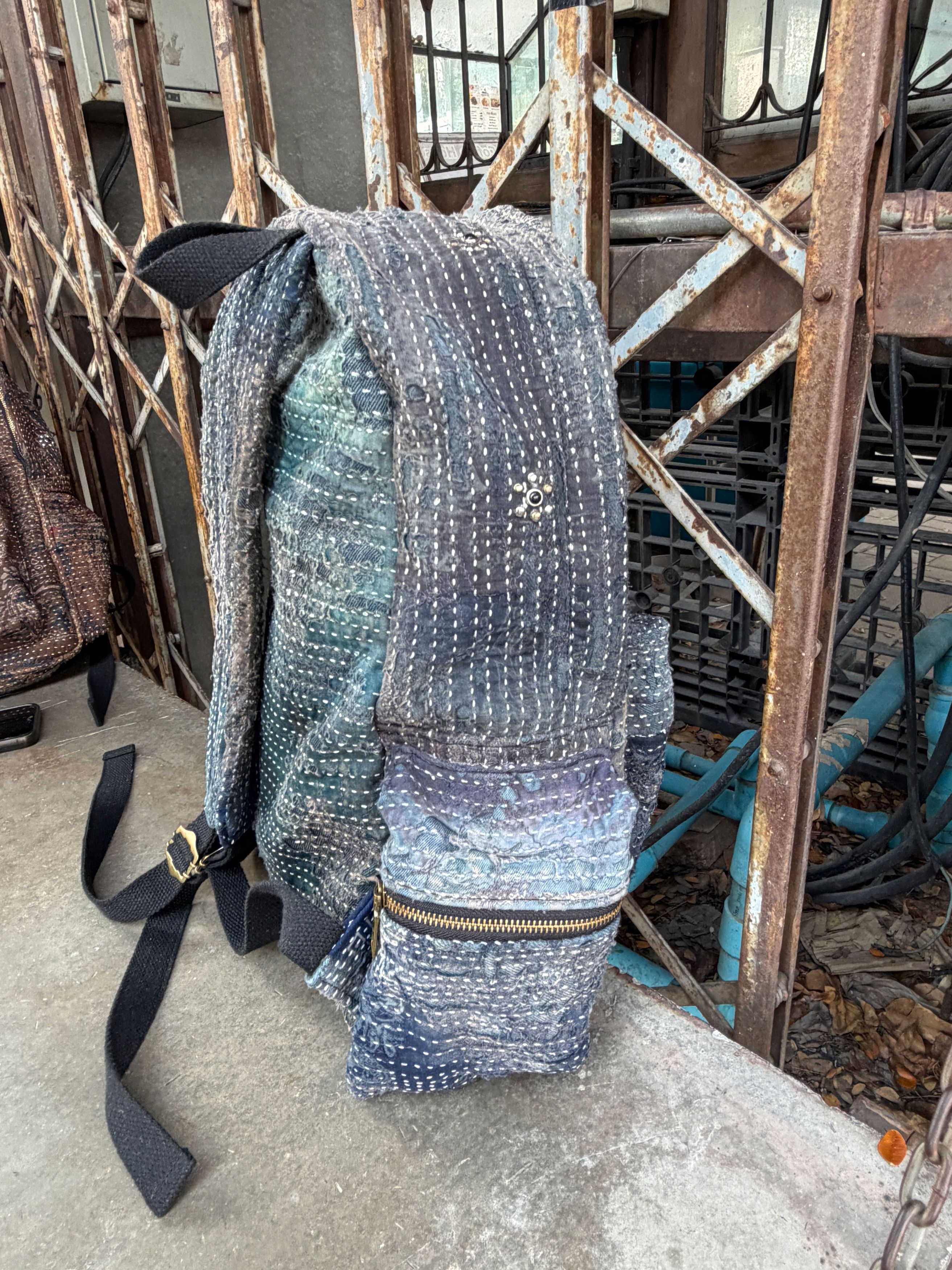 Japanese Brand BORO SASHIKO Studded Spider Web Backpack 🕷️🕸️ Size ONE SIZE - 20 Thumbnail