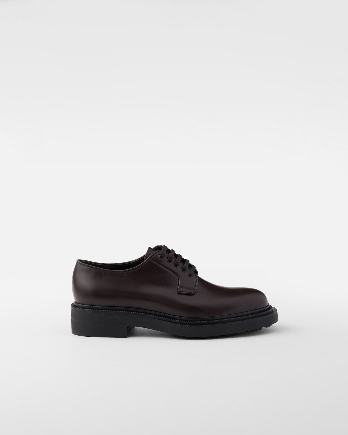 Prada PRADA Ebony Brown Brushed Leather Derby Shoes New & Auth Size US 10 / EU 43 - 2 Thumbnail