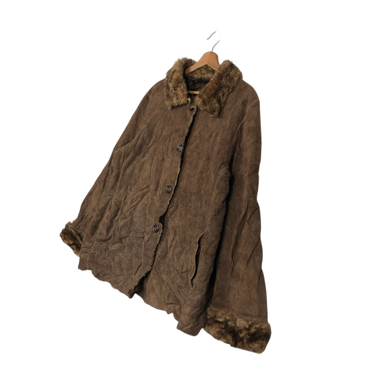 Japanese Brand 🔥VINTAGE LEATHER JACKET BLANKET FUR NY COMPANY ISSEY MIYAKE Size US XL / EU 56 / 4 - 4 Thumbnail