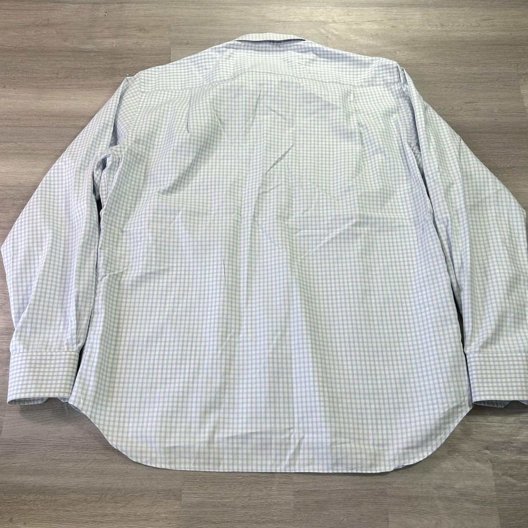 Canali Canali Dress Shirt Mens 17 Gingham Classic Fit Blue 100% Cotton Italy Long Sleeve Spread Collar Business Mens 17 Neck 34/35 Sleeve Size 46R - 2 Thumbnail