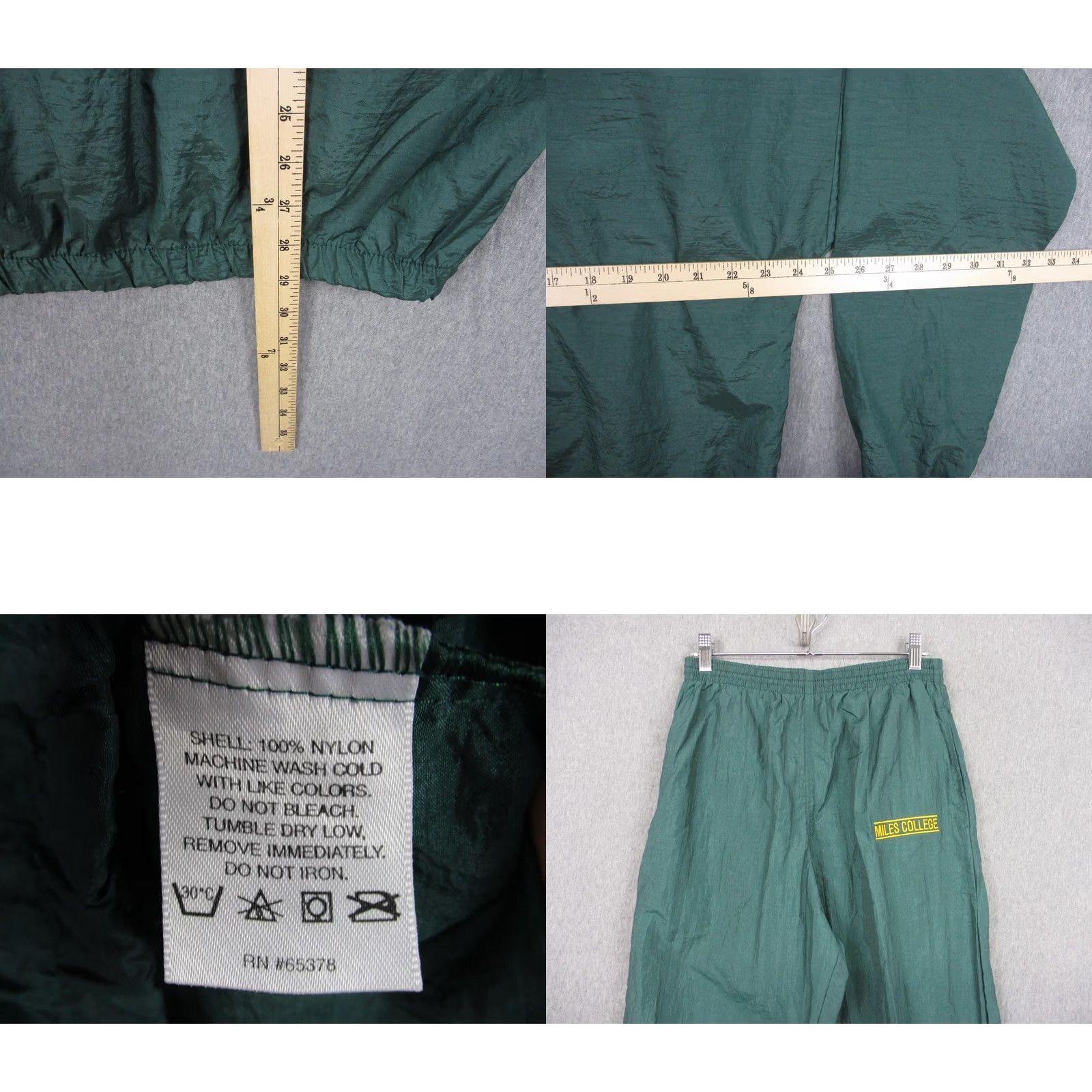Augusta Sportswear VINTAGE Augusta Sportswear Miles College Track Suit Mens L Green 2 Piece Nylon Set Size 42R - 8 Thumbnail