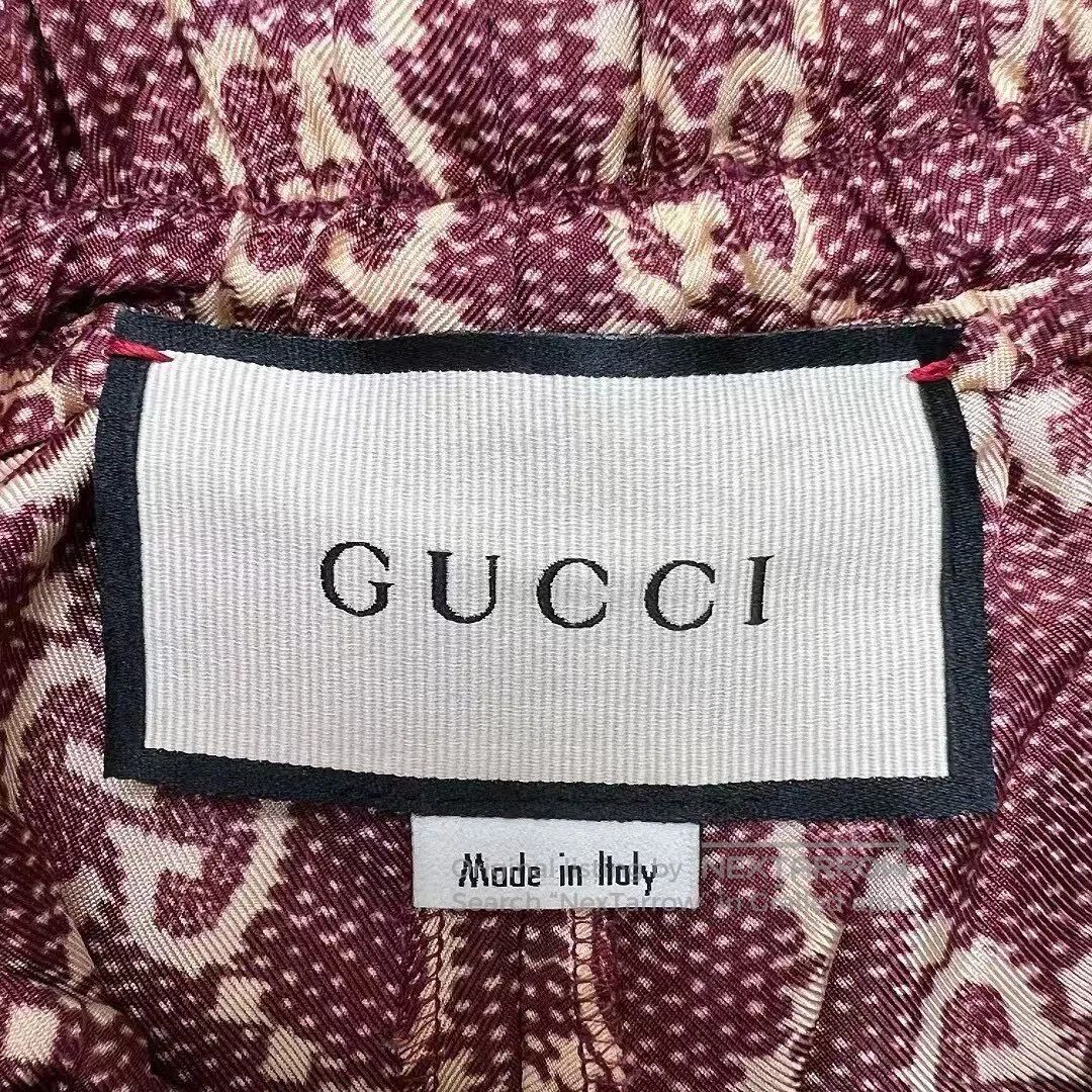 Gucci Guicci Red All-Over Print Side-Stripe Mulberry Silk Sweatp Size 33" - 5 Thumbnail