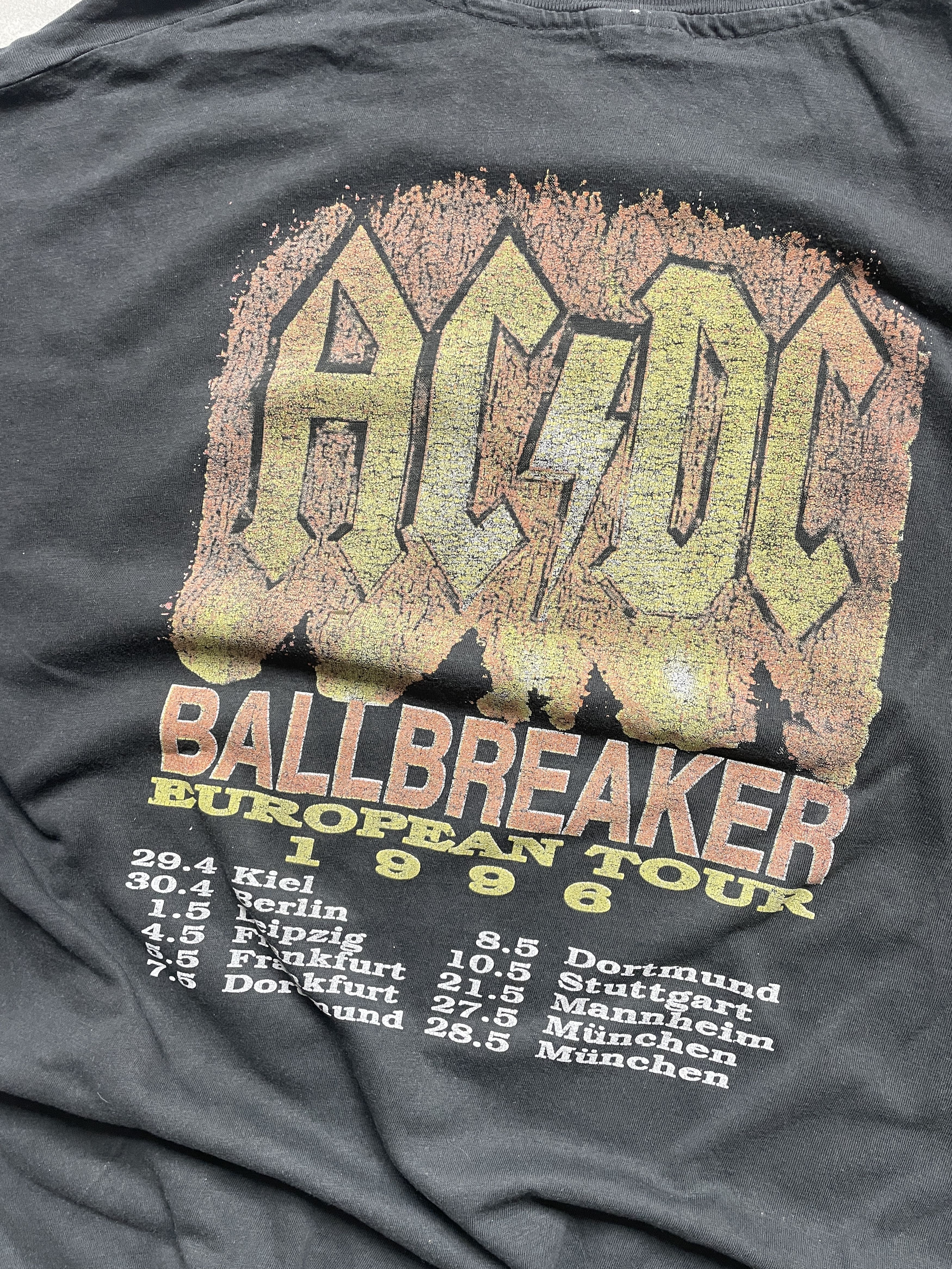 Vintage VINTAGE 1996 90S AC/DC BALLBREAKER BLACK WASHED METAL ROCK Size US XL / EU 56 / 4 - 4 Thumbnail