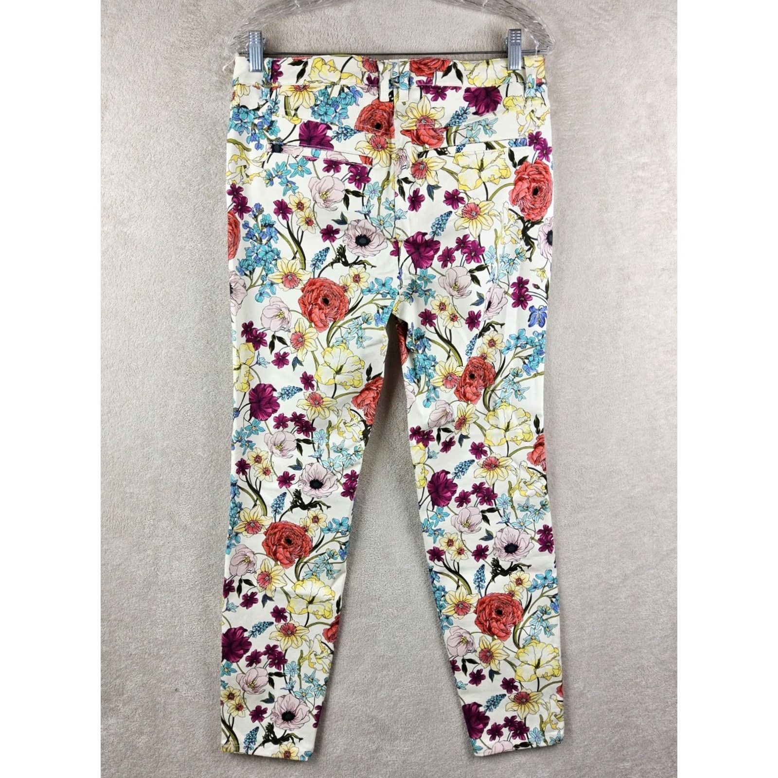 Vintage Etcetera Womens Michaela Floral Flat Front Chino Pants 8 Size Size 30" / US 8 / IT 44 - 2 Thumbnail