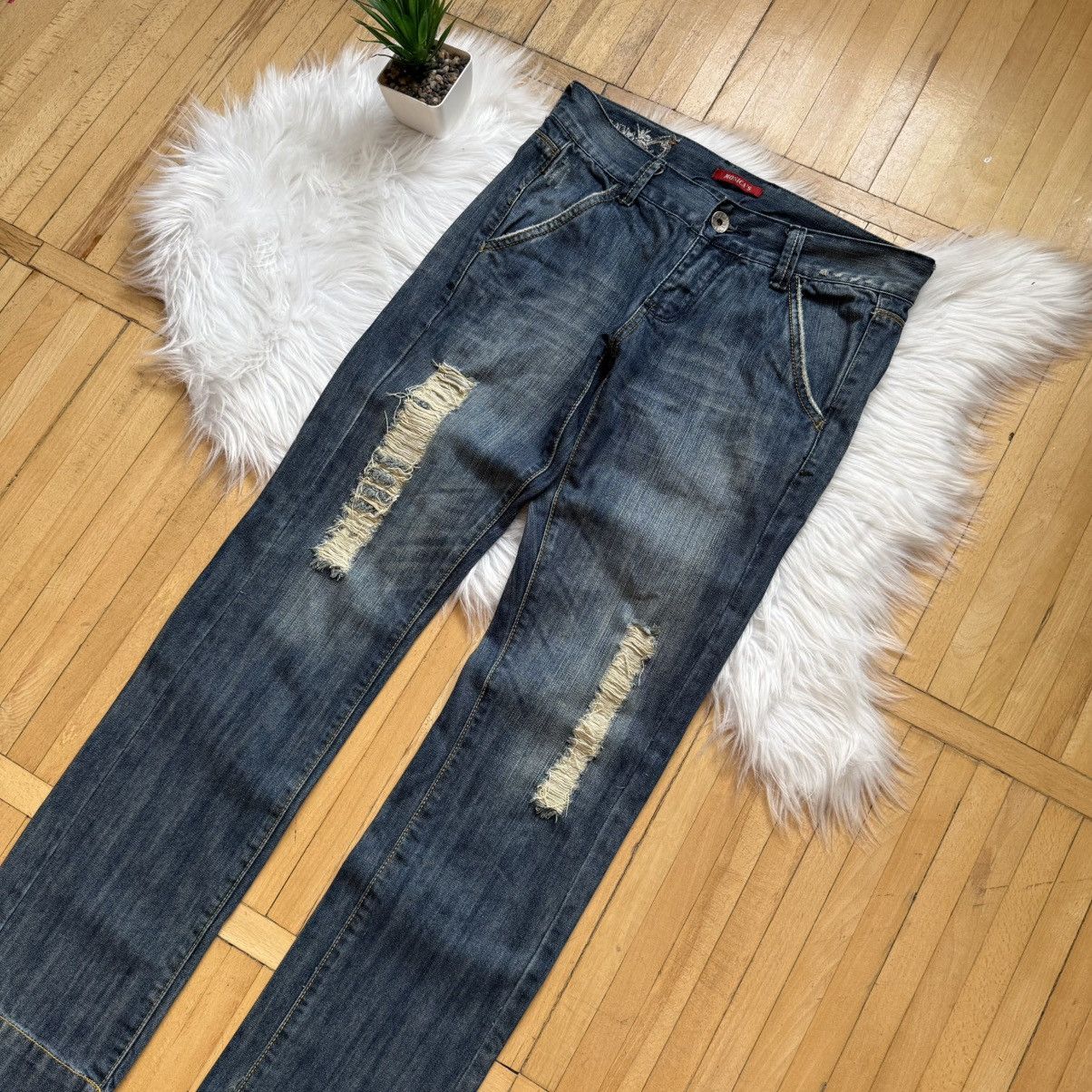 If Six Was Nine 📌Vintage Y2K Monica’s Low Rise Distress Washed Jeans Size 30" / US 8 / IT 44 - 10 Thumbnail
