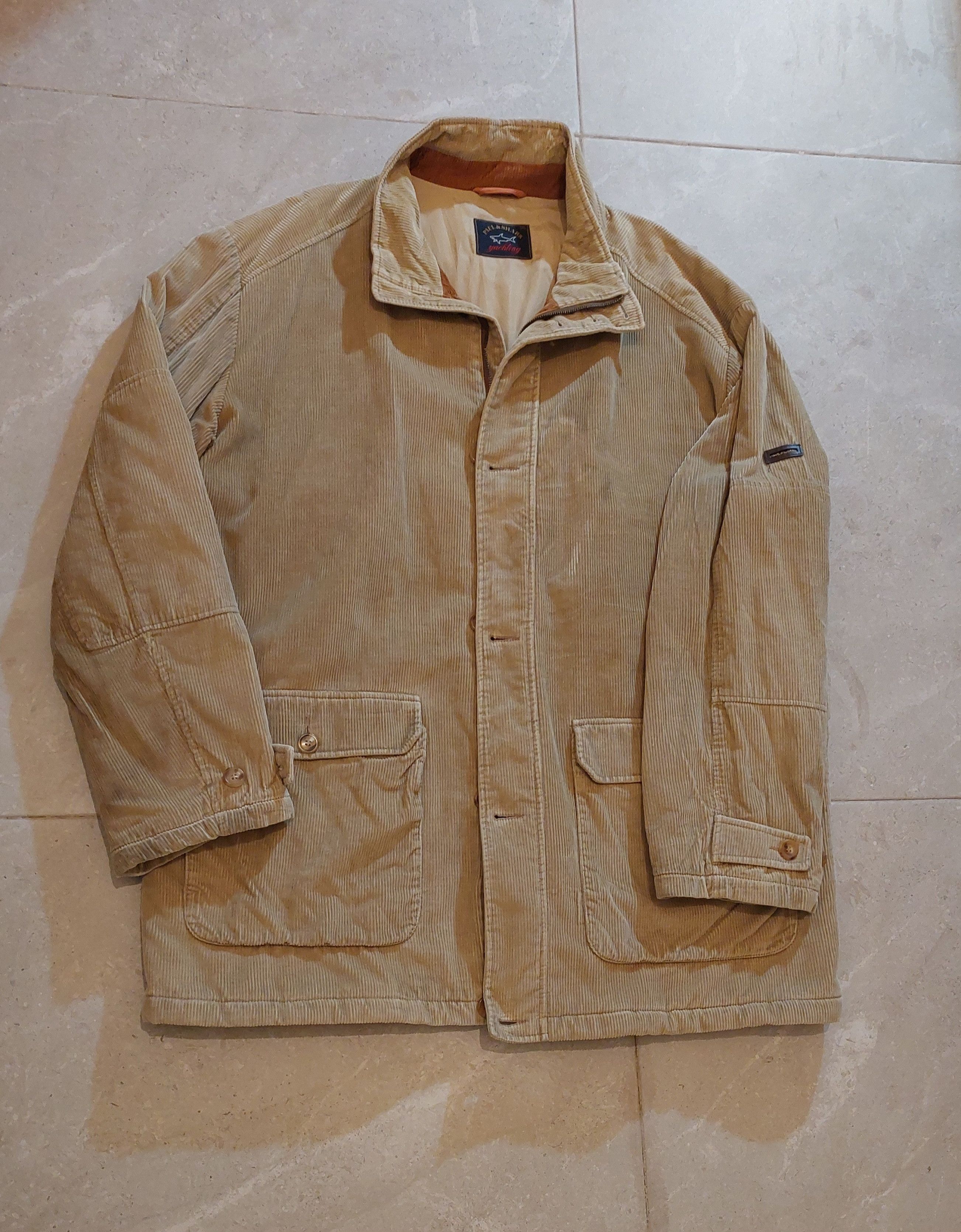 Image of Paul Shark Paul & Shark Corduroy Men's Overcoat Jacket Size Xxxl in Beige