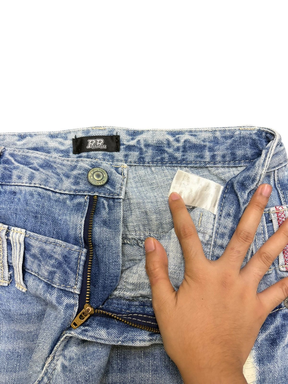 Issey Miyake Vintage Japanese Brand Faded Wash Distressed Jeans Size 29" - 5 Thumbnail