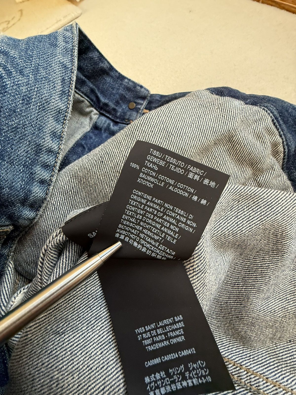 Saint Laurent Paris SS20 Saint Laurent crash denim jaket ripped thrashed grail L Size US L / EU 52-54 / 3 - 18 Thumbnail