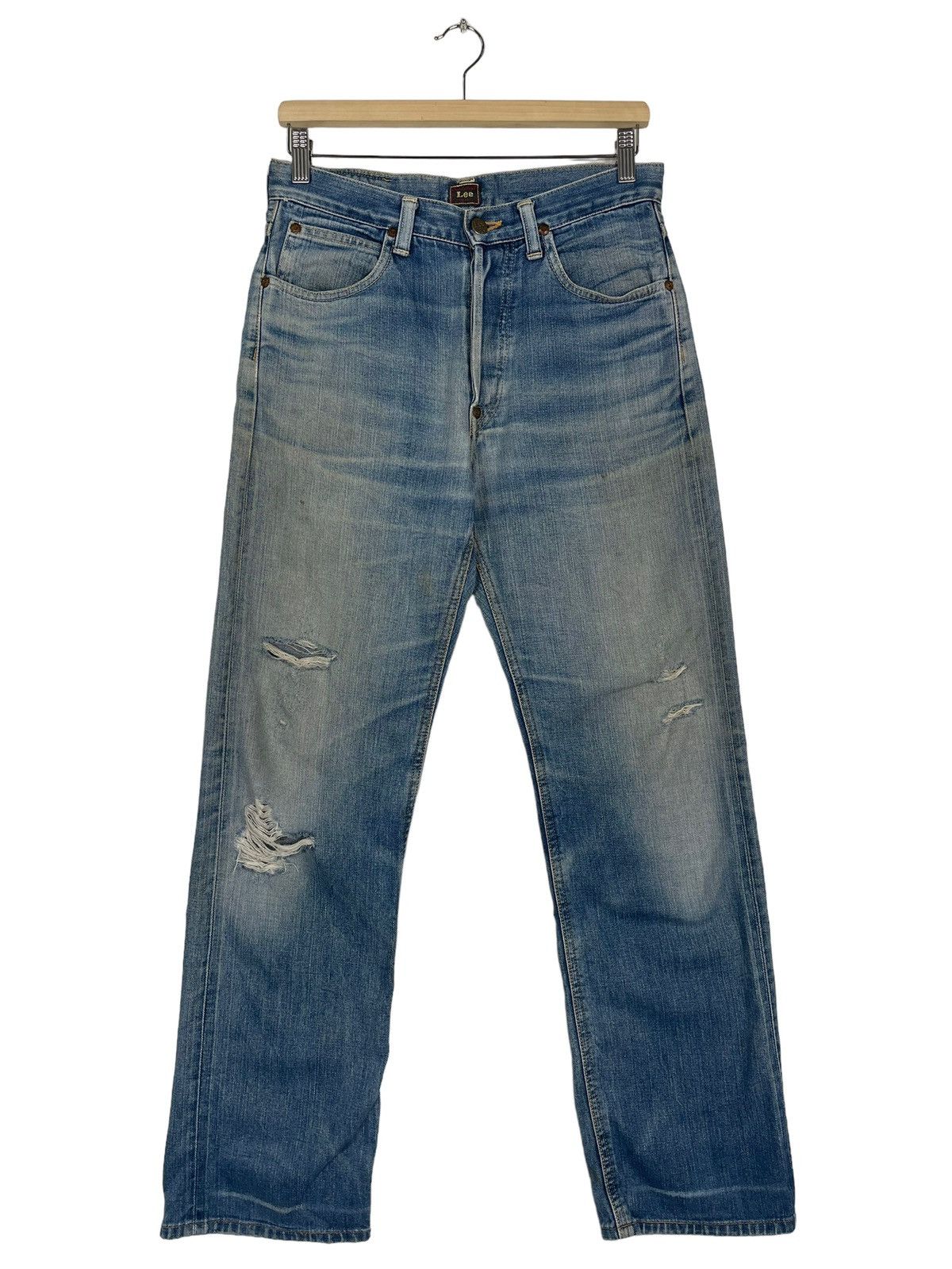 Vintage Union Made Lee Ripped Denim Jeans Button Fly