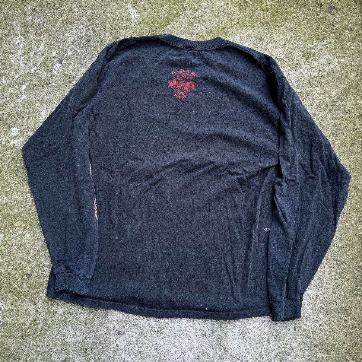 Harley Davidson Thrashed Faded Distressed Flame Longsleeve ERD Grunge Chrome Size US XL / EU 56 / 4 - 15 Thumbnail