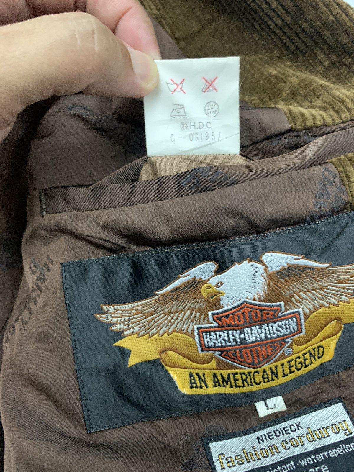 Harley Davidson × Vintage Vintage Harley Davidson corduroy blazer coat leather elbow Size 42L - 9 Thumbnail
