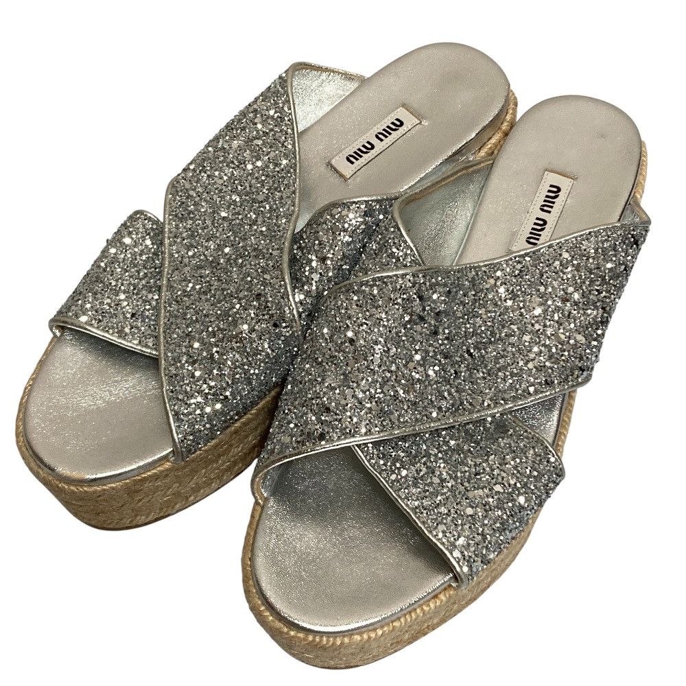 Miu Miu Miu Miu Miu Miu Glitter Platform Sandals Plastic / Synthetic Shoes DUTY FREE for USA Size ONE SIZE - 1 Thumbnail