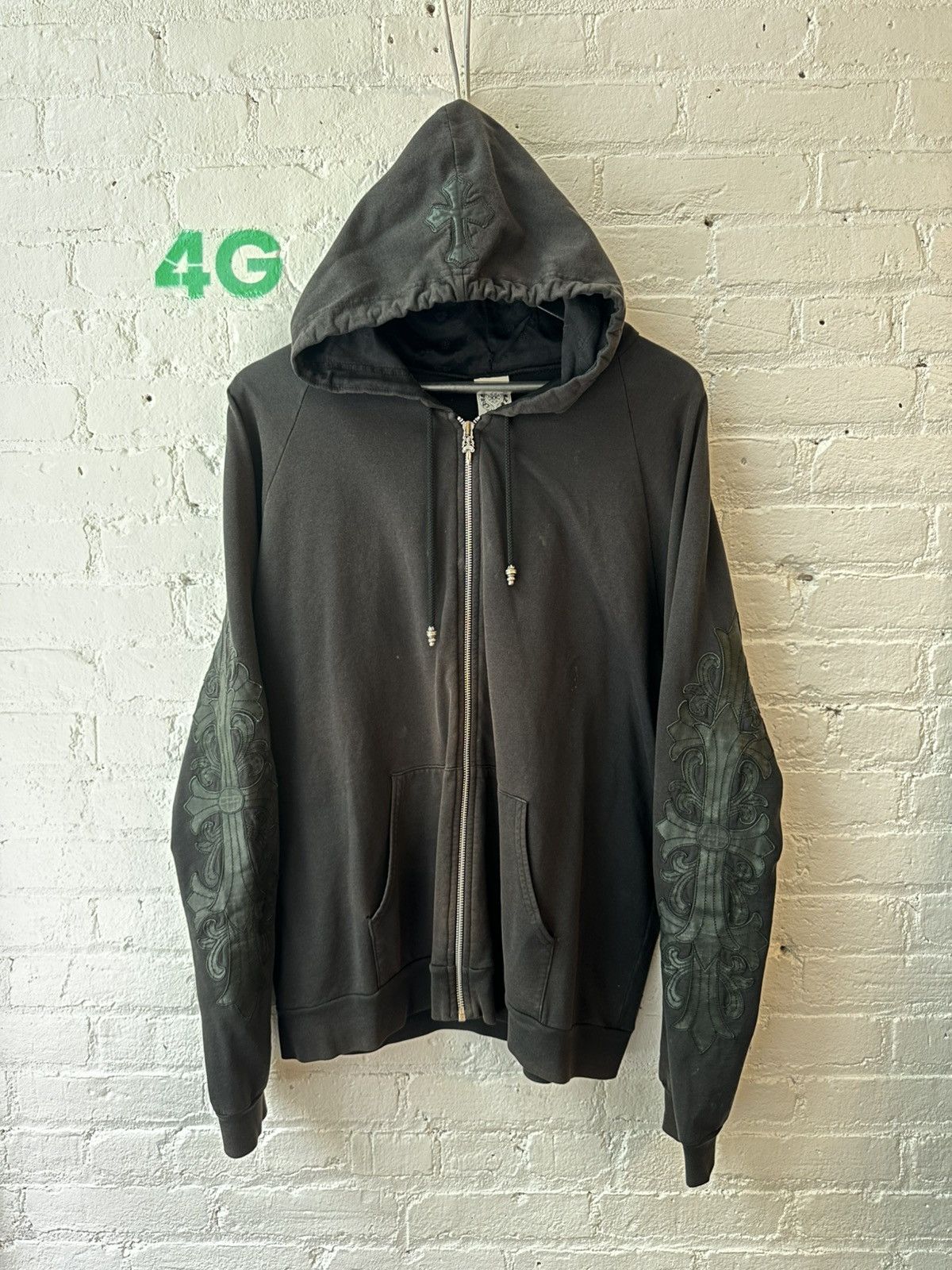 Chrome Hearts CHROME HEARTS VINTAGE LEATHER PATCHED HOODIE Size US XL / EU 56 / 4 - 1 Thumbnail