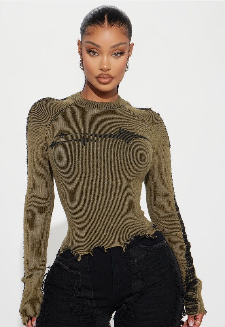Other You're A Star Marled Sweater - Olive/combo Size L / US 10 / IT 46 - 2 Thumbnail