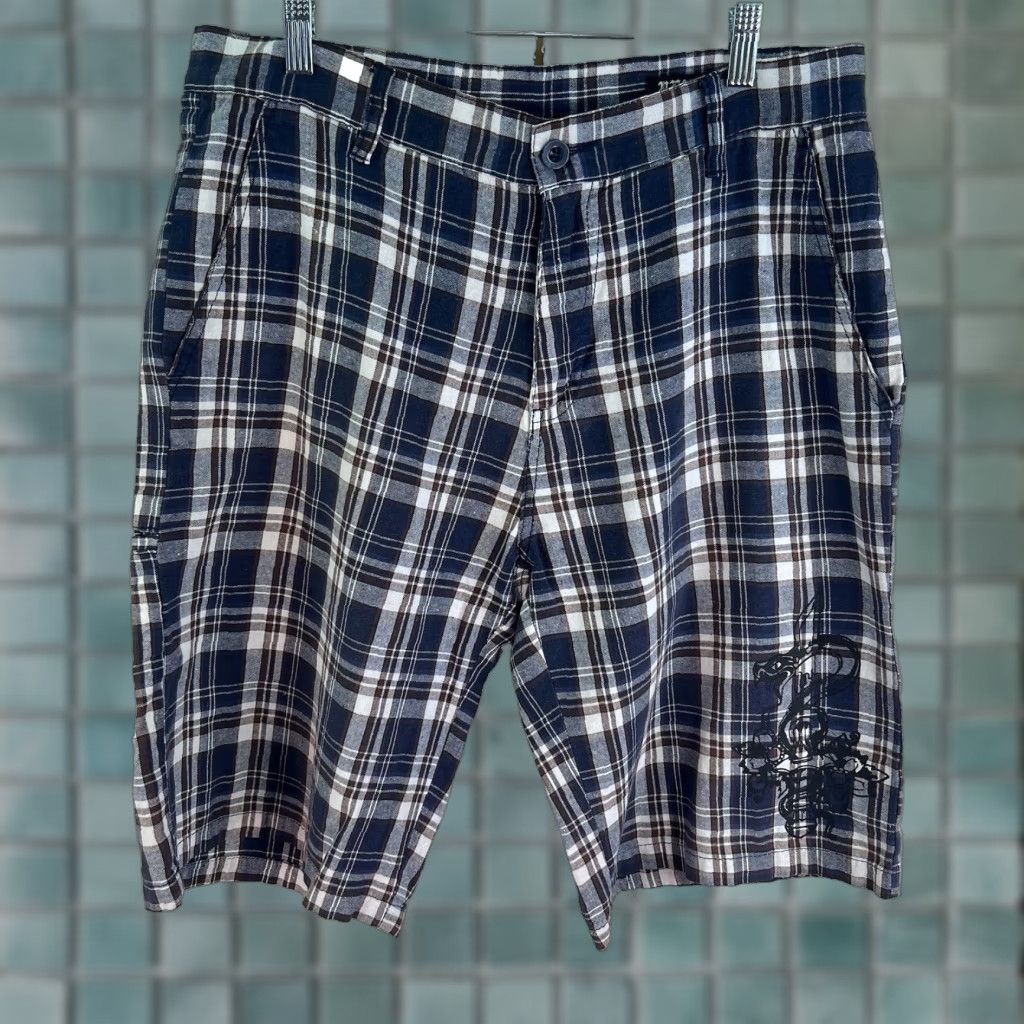 Vintage VINTAGE Vertigo Men's Board Shorts 34 Blue Plaid Skate Hip-Hop Bermuda Summer Casual Size US 34 / EU 50 - 1 Thumbnail