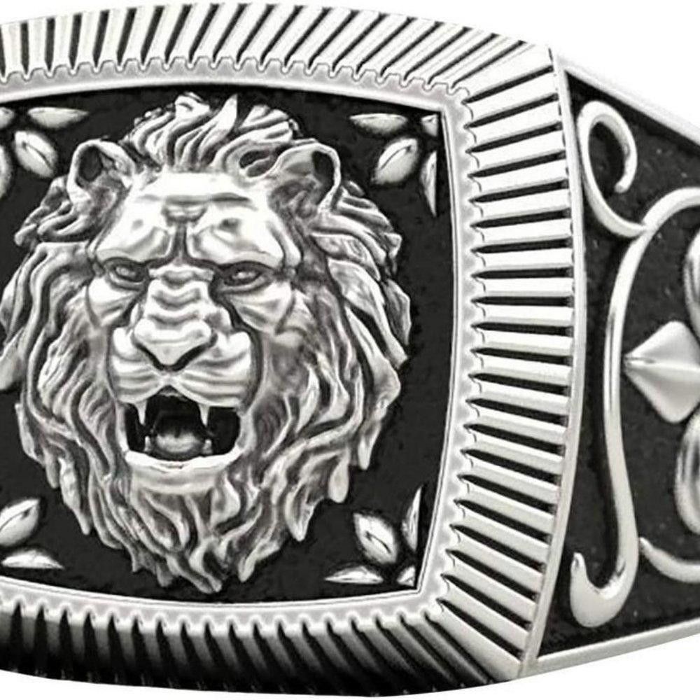 Designer Men's Viking Lion Head Totem Amulet Silver Ring - Size 8 Size ONE SIZE - 3 Thumbnail