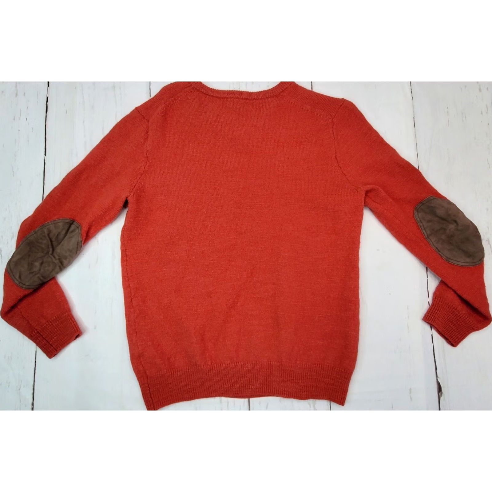 J.Crew J. Crew Merino Wool V-Neck Sweater Women L Slim Fit Pullover Elbow Patches Red, Kn: Pullover, Solid, Wool, 100% Merino, Winter/Fall, Casual, WomenS Size L / US 10 / IT 46 - 5 Thumbnail