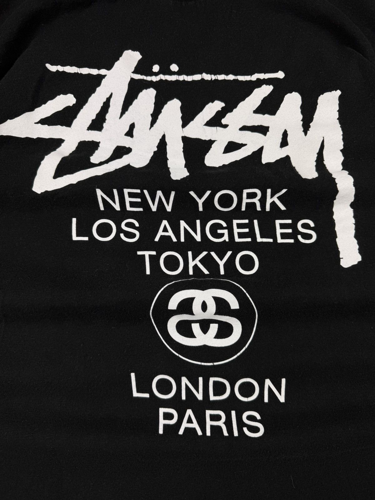 Stussy × Vintage Vintage y2k Stussy cities big logo graphic tee Size US L / EU 52-54 / 3 - 7 Thumbnail