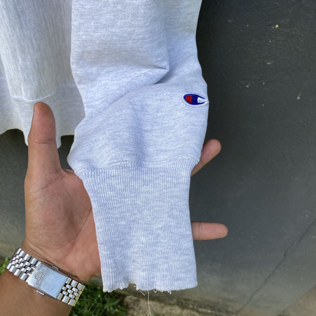 Champion THRASHED REVERSE WEAVE Vintage Y2K Champion ERD GRUNGE Size US L / EU 52-54 / 3 - 2 Thumbnail