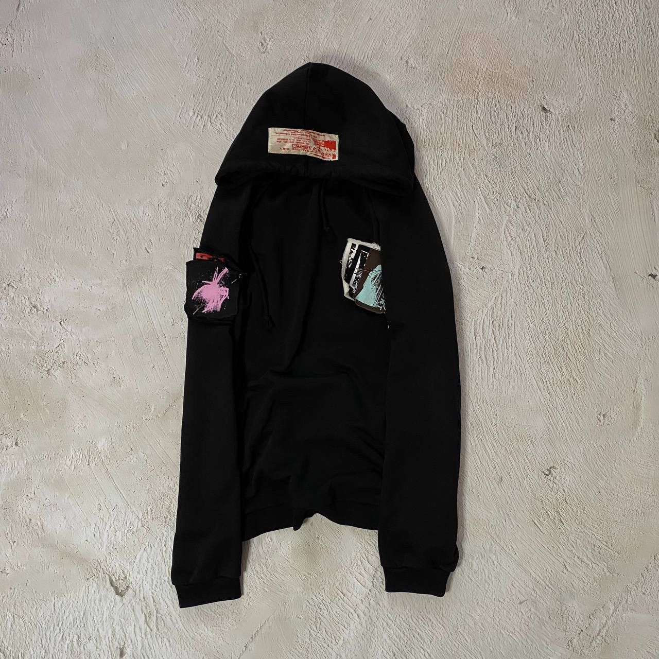 image of Ss20 Raf Simons Appliqué Patch Hoodie in Black, Men's (Size Medium)