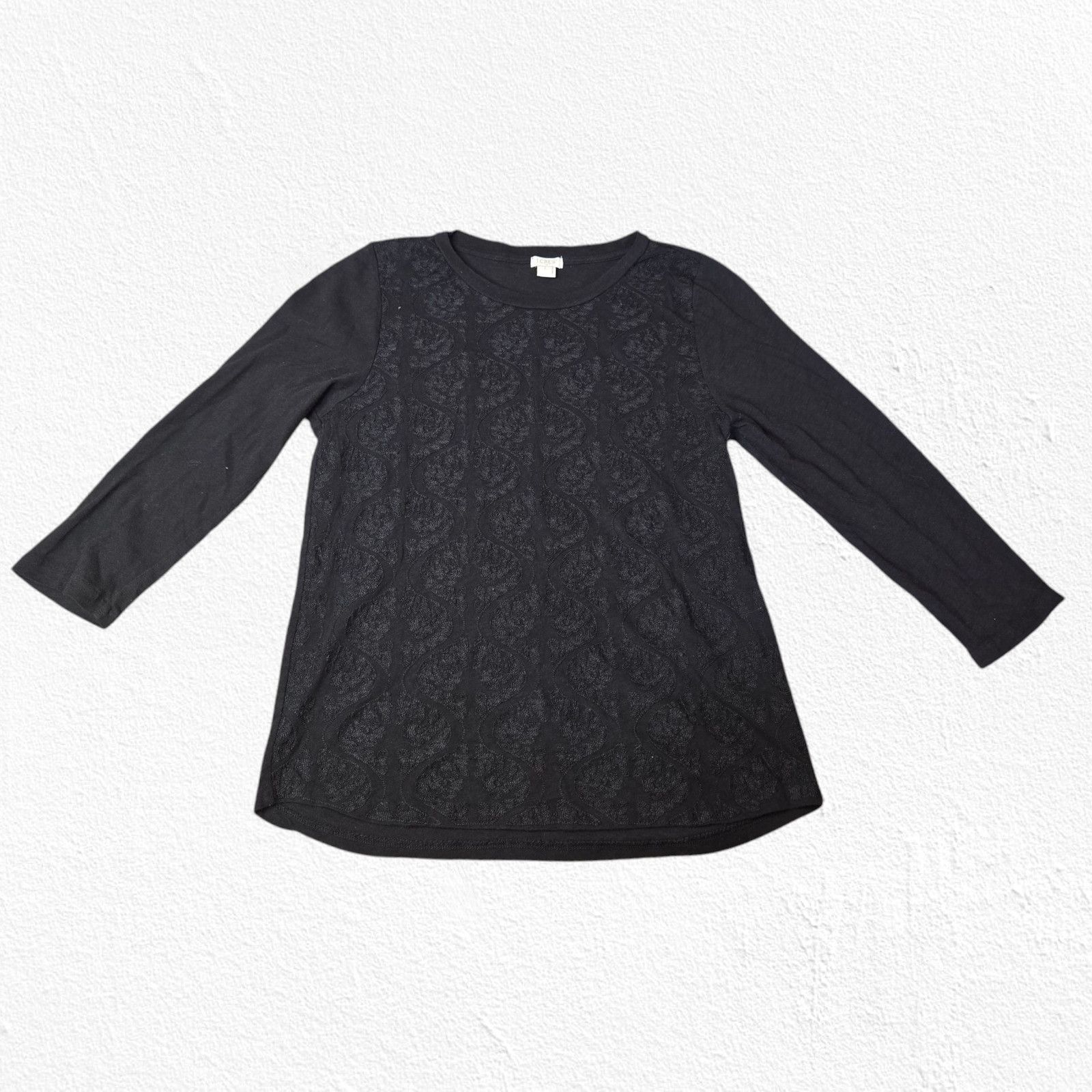 J.Crew J Crew Black Jacquard Crewneck Top Size Large Size L / US 10 / IT 46 - 1 Thumbnail