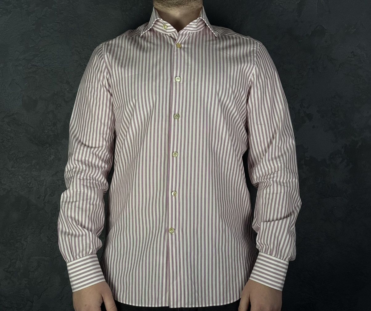 Kiton Kiton Men's Pink Stripe Cotton Long-Sleeve Button Shirt Size US L / EU 52-54 / 3 - 1 Thumbnail
