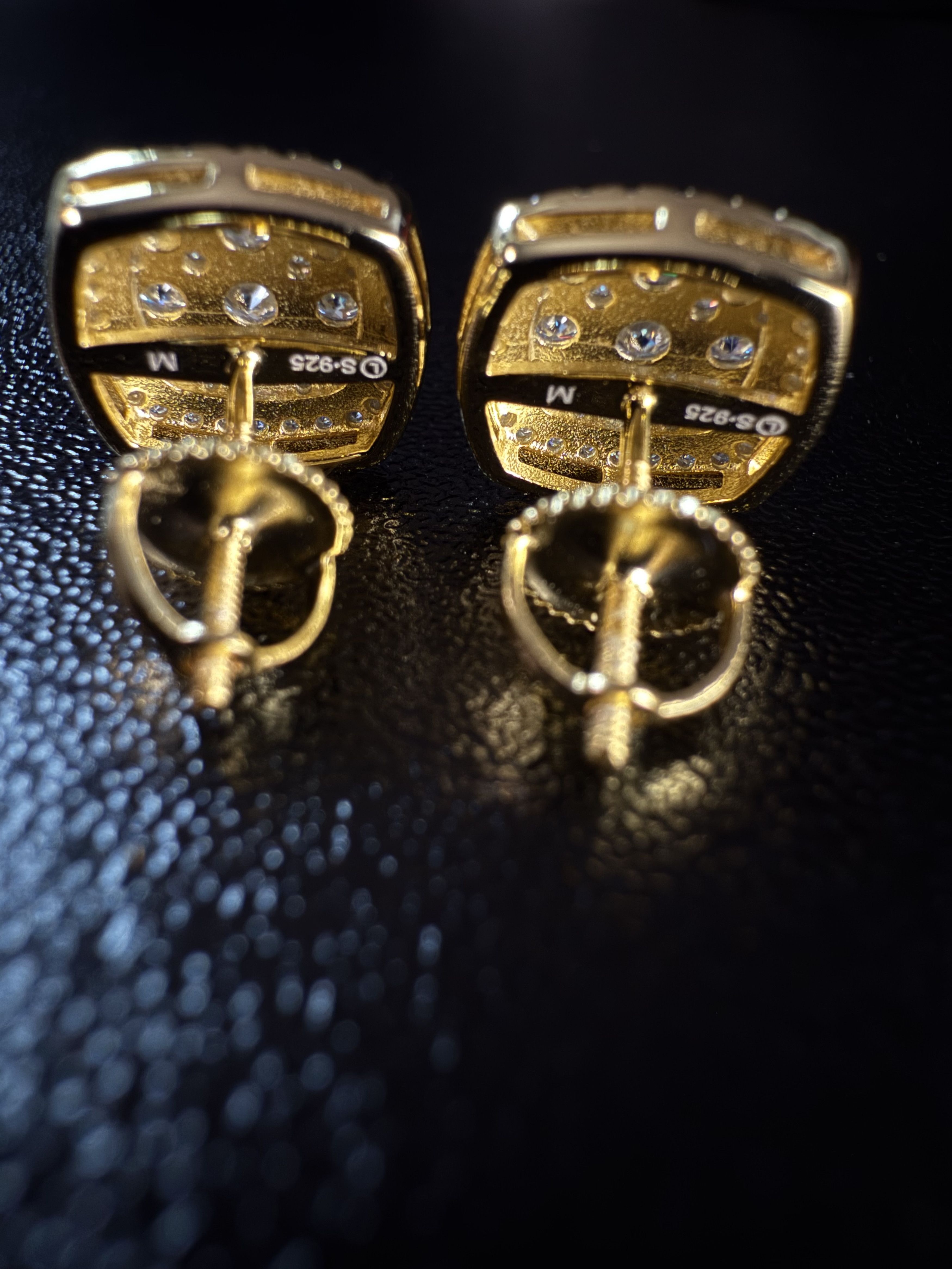 Other Square ice cross men’s Moissanite gold plated earrings Size ONE SIZE - 11 Thumbnail