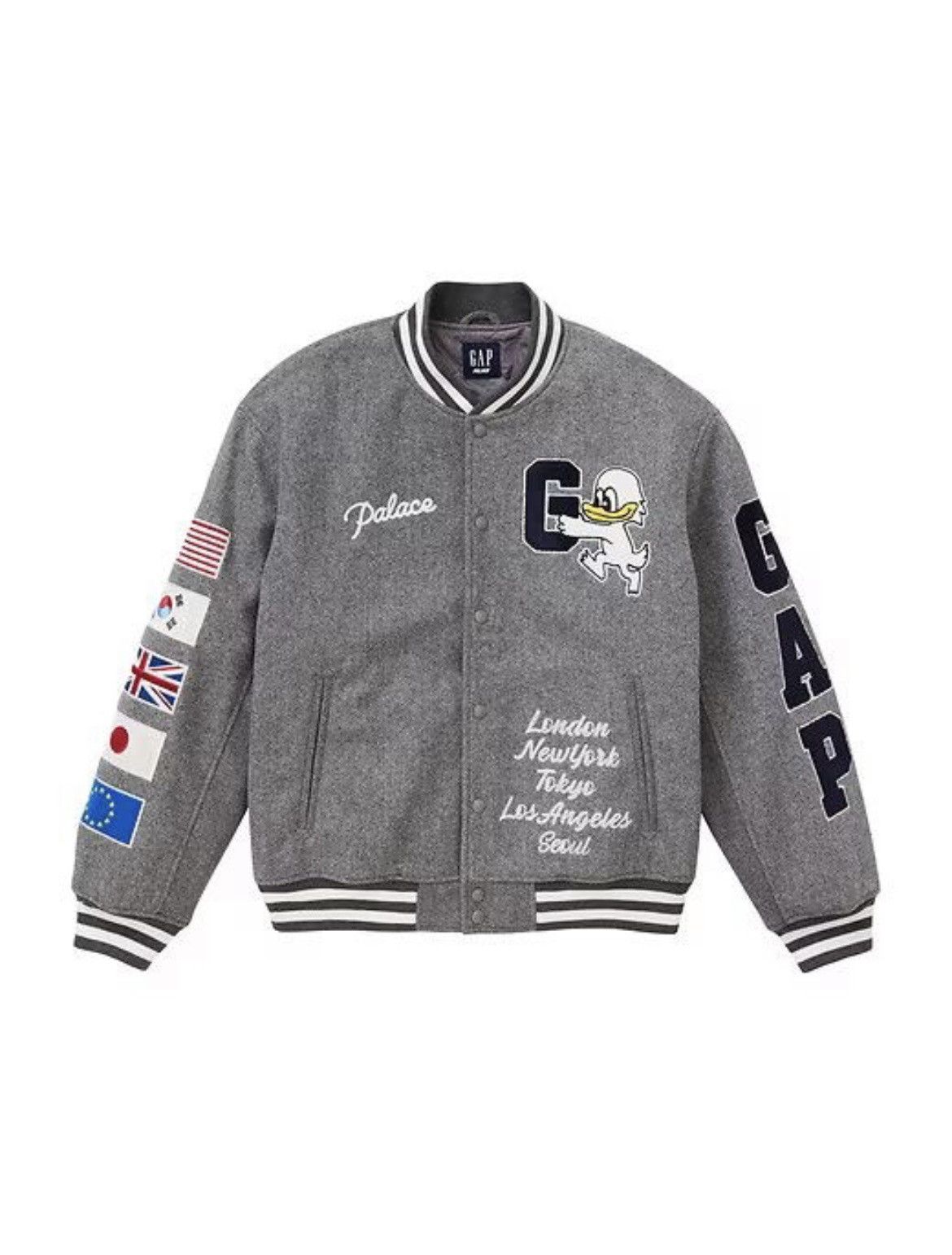 Gap × Palace Palace x Gap Varsity Jacket Grey Size XL Size US XL / EU 56 / 4 - 8 Thumbnail