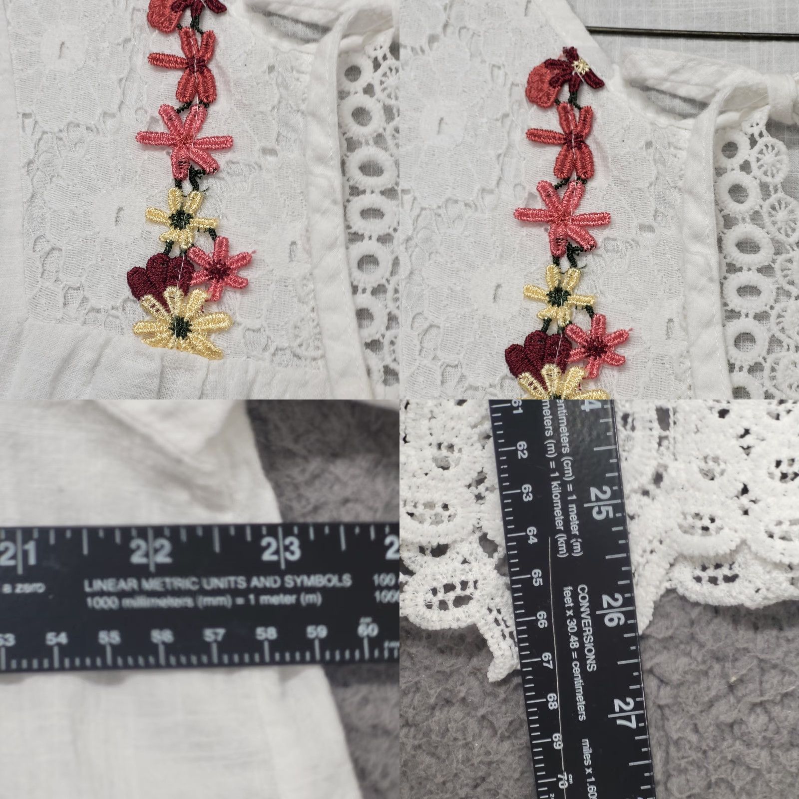 Vintage Embroidery Boho Linen Tops Shirt Womens XXL Bohemian Floral Embroidered Blouses Hippie Size XXL / US 16-18 / IT 52-54 - 9 Thumbnail