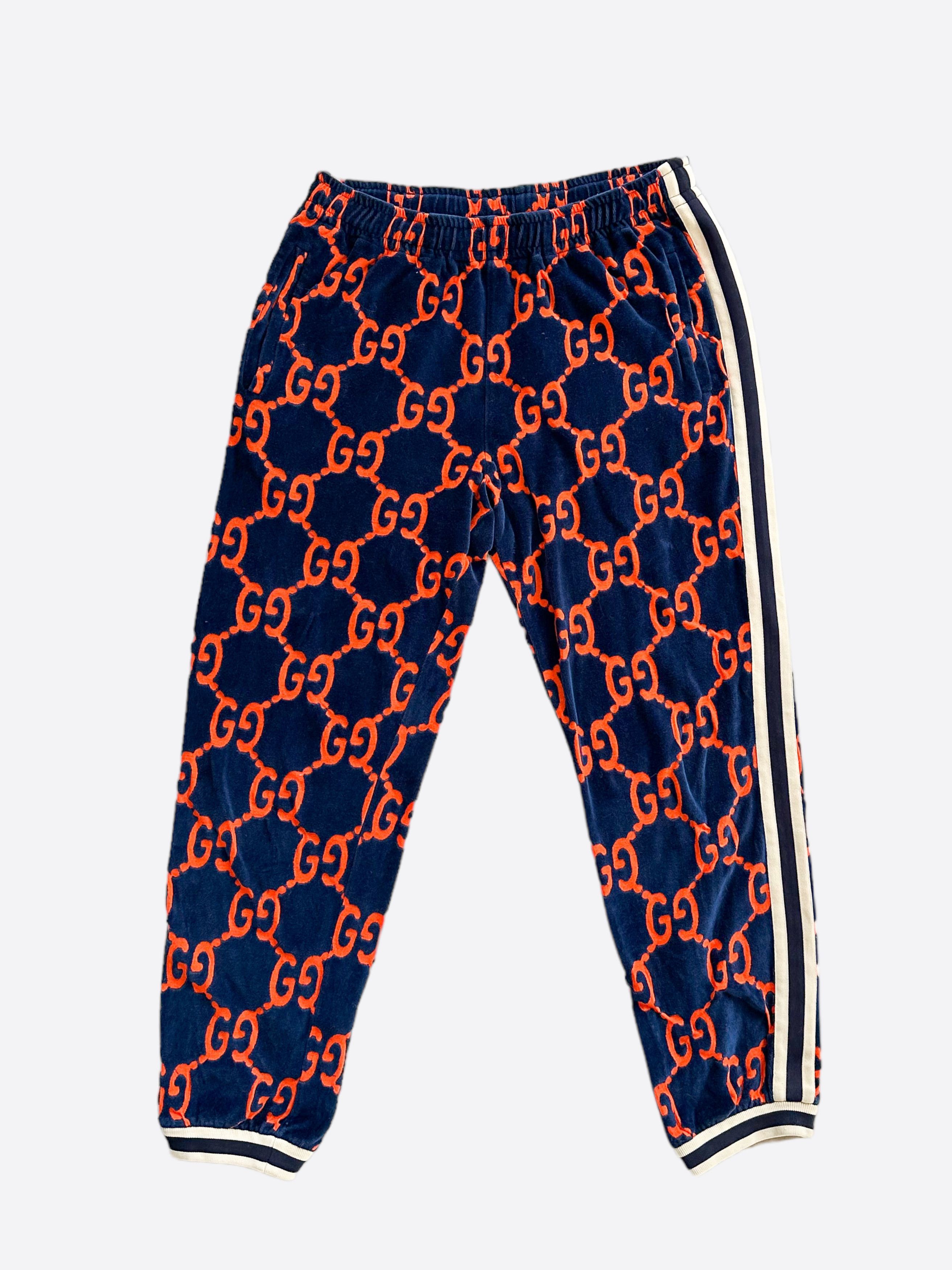 image of Gucci Chenille GG Monogram Jacquard Track Pants in Navy, Men's (Size 34)