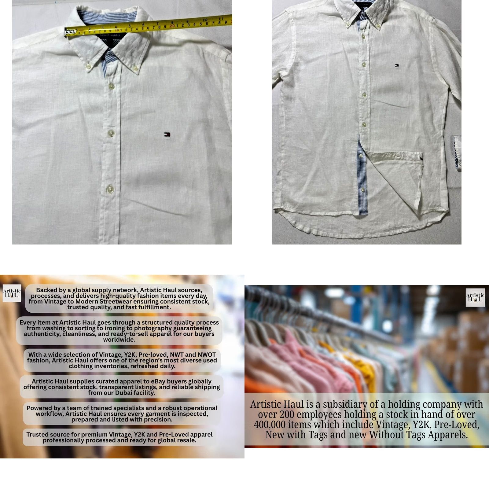Tommy Hilfiger Tommy Hilfiger Follow Flag Detail Linen Relaxed Fit Shirt - Size M - White, Women Size M / US 6-8 / IT 42-44 - 8 Thumbnail