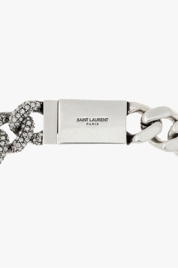 Saint Laurent Paris o1b1hav111124 Size: L / Rhinestone Chain Necklace in Silver Size ONE SIZE - 3 Thumbnail