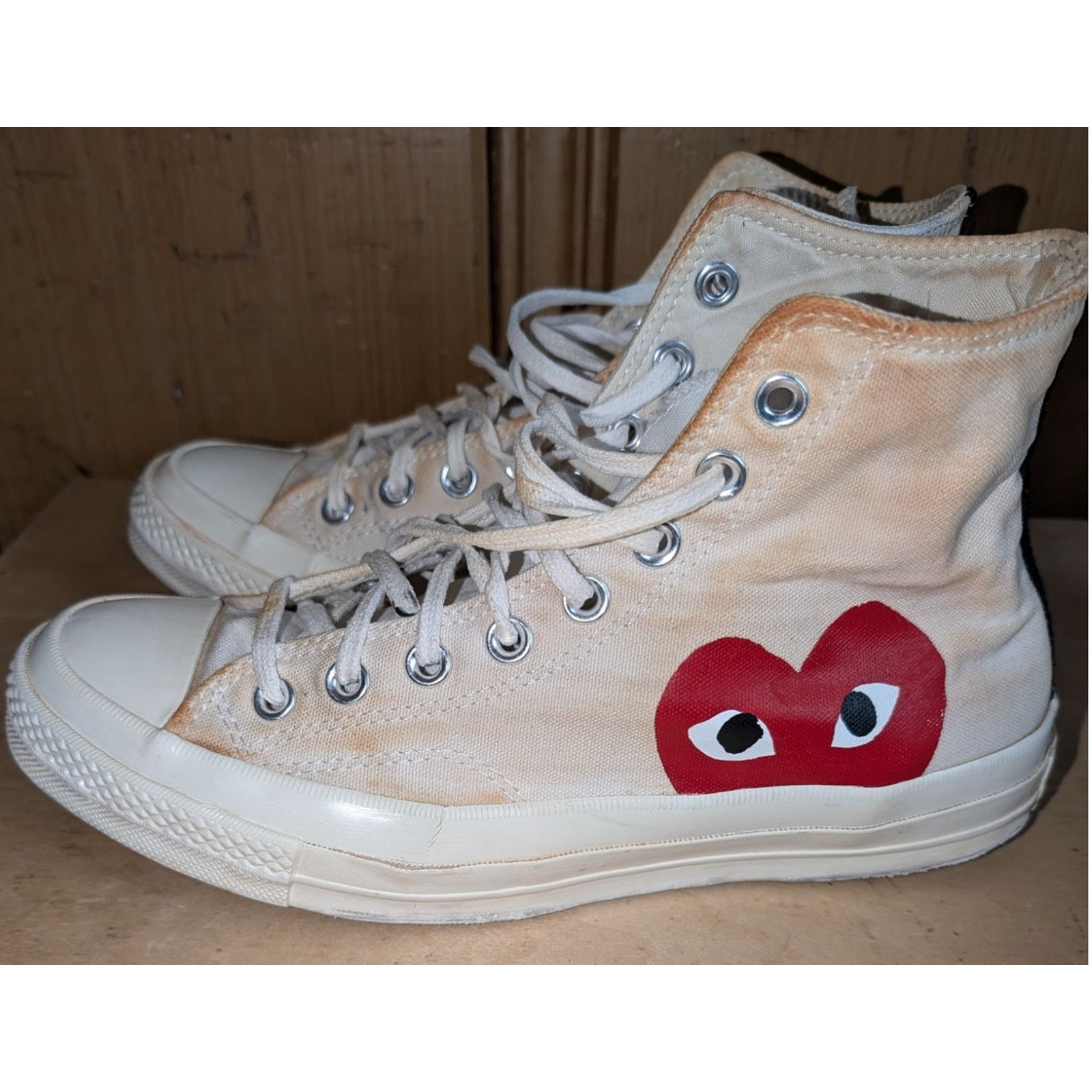 Comme des Garcons PLAY Men’s Converse Comme Des Garcons Play High Top White Size 8 Size US 8 / EU 41 - 2 Thumbnail